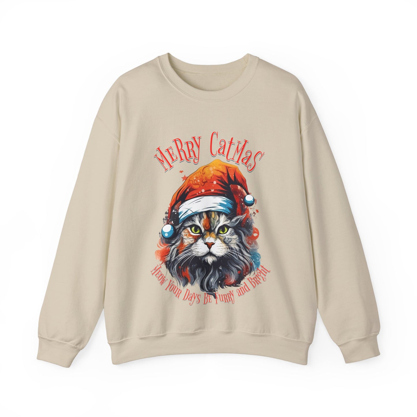 Merry Catmas Christmas Cat, Cat Lovers Gift, Kitty Cat Christmas Shirt Unisex Sweatshirt Sweat Shirt, Many Colors