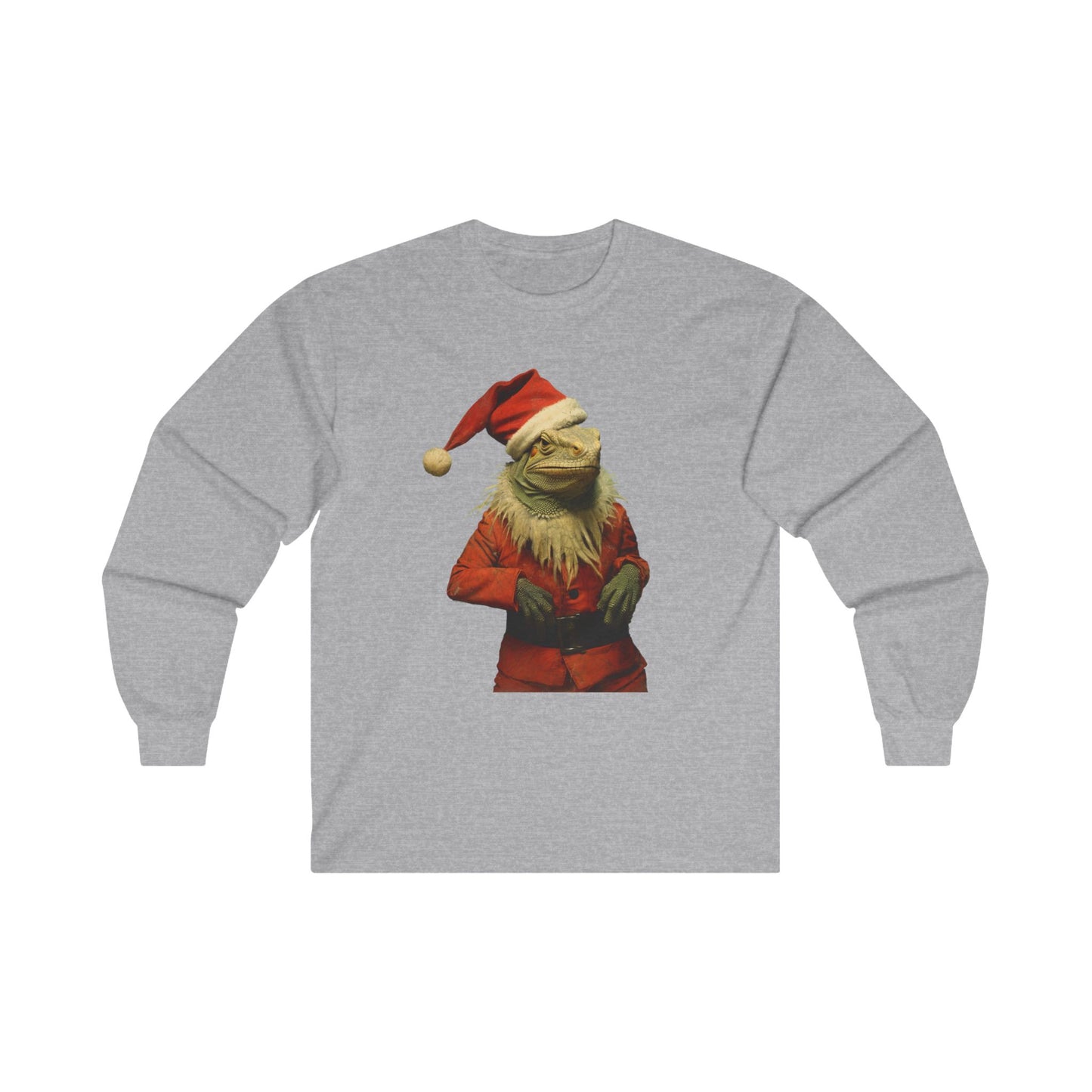 Iguana Christmas - Reptile Dragon in Christmas Santa Suit, Long Sleeve T-shirt Ultra Cotton Long Sleeve Tee t Gift Holiday Fun