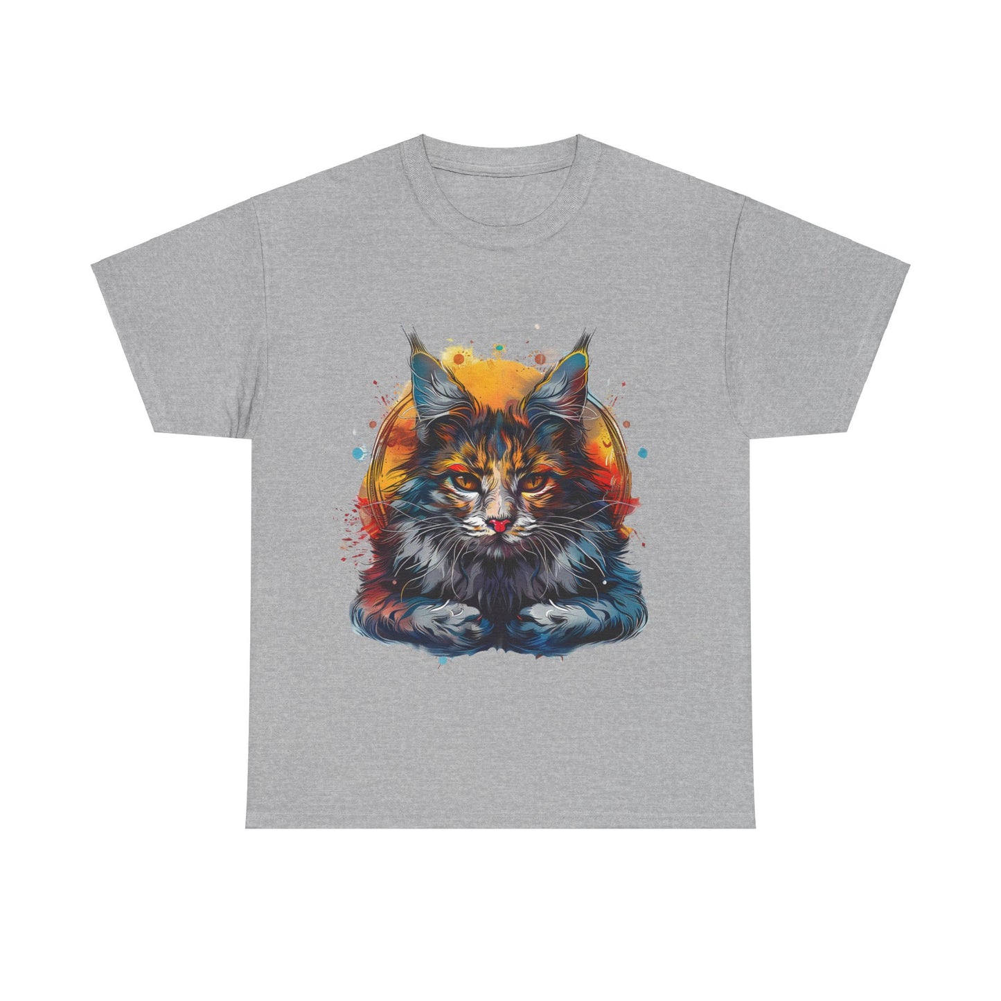 Meditating Cat, (V2) Zen Cat, Cat Gift Unisex Heavy Cotton Tee T-Shirt