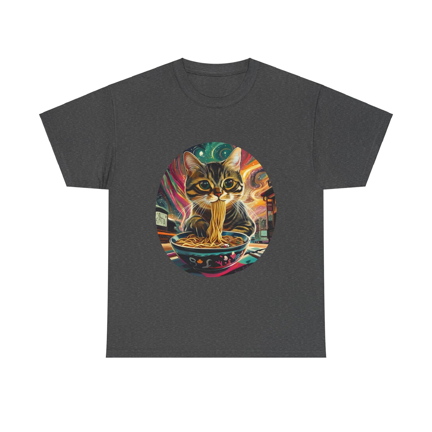 Ramen Cat (Ver 6), Cats and Ramen, Ramen Art Gift - Cute Cats Unisex Heavy Cotton Tee T-Shirt