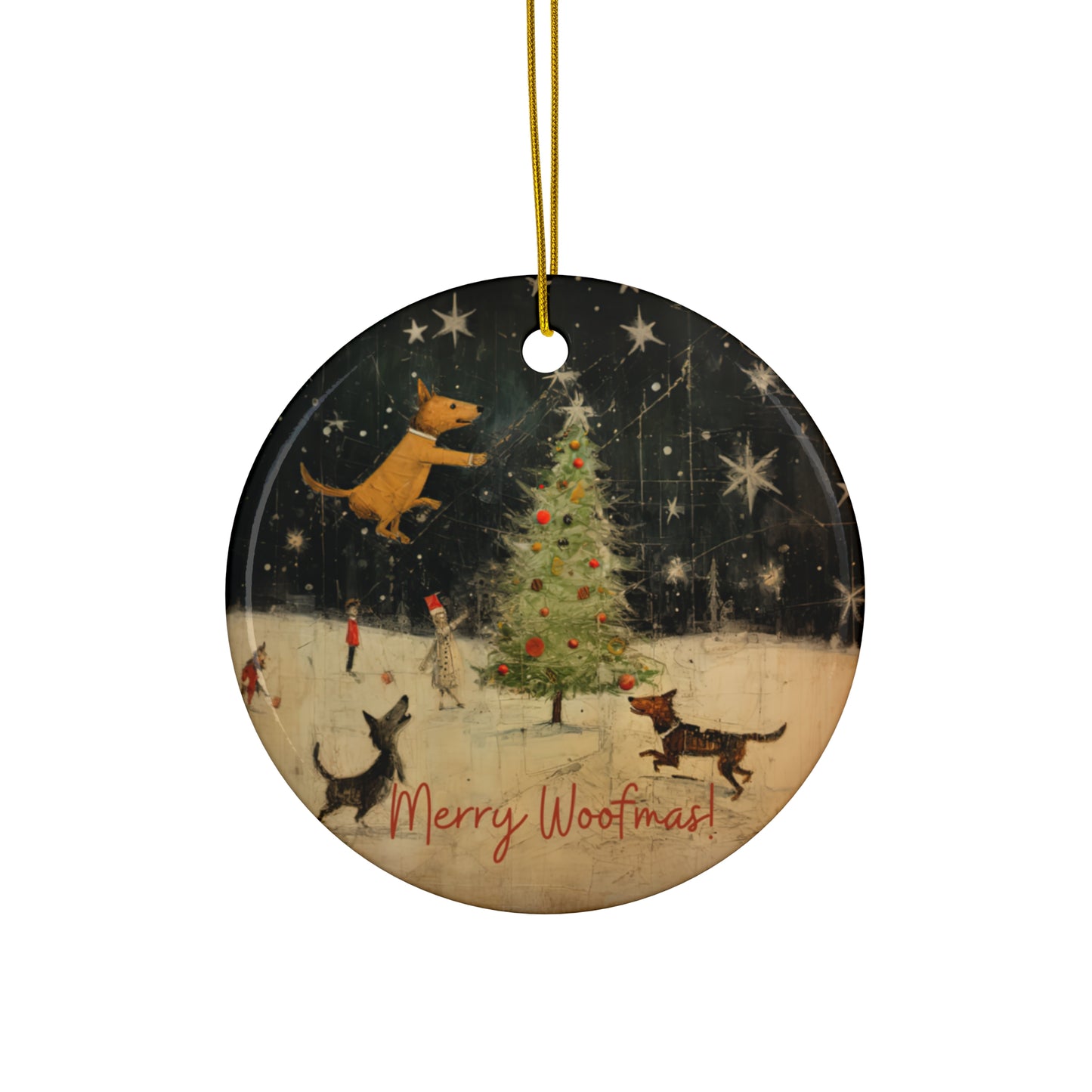 Merry Woofmas, Dog Lover, Dog Owner, Dog Parent Keepsake Ornament, Ceramic Christmas Ornament, Dear Santa, Define Naughty