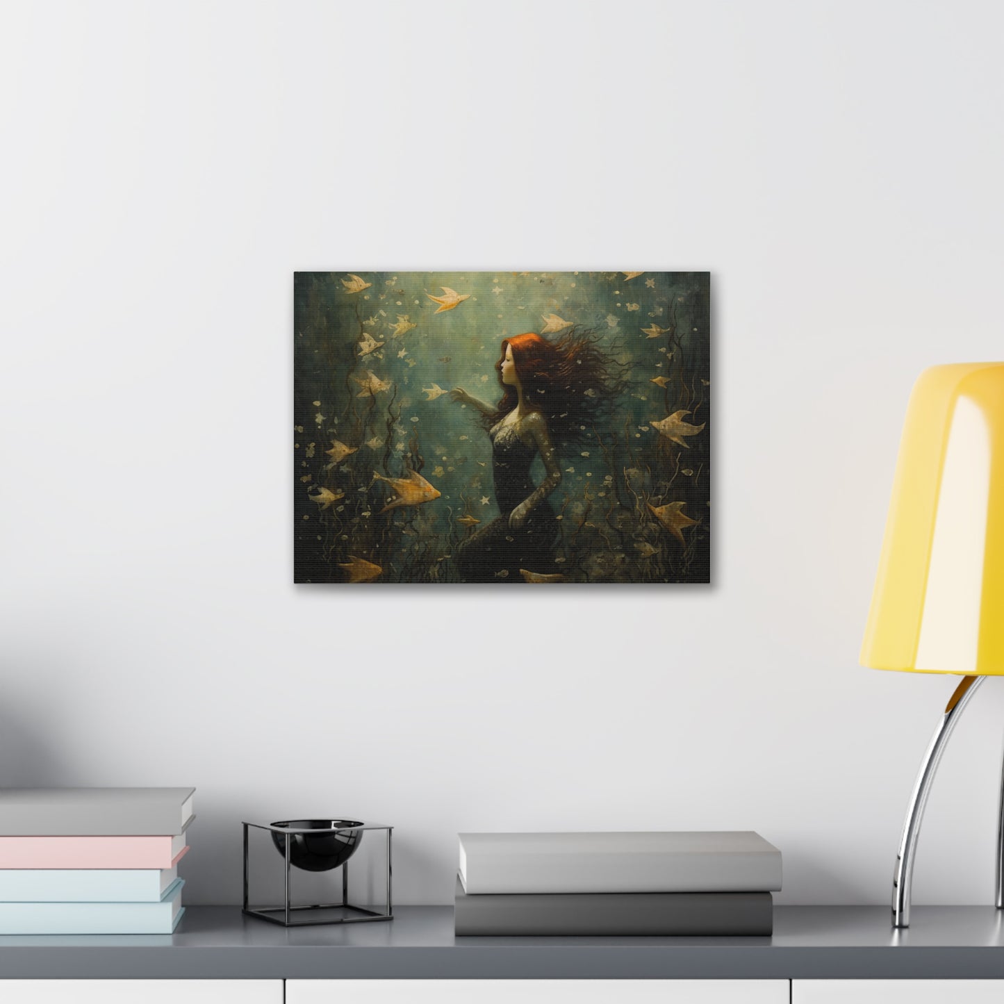 Mermaid Wall Art, Underwater Scene, Mystical Wall Art, Canvas, Kids or Adults Room, Creative Wall Art Painting Pastel