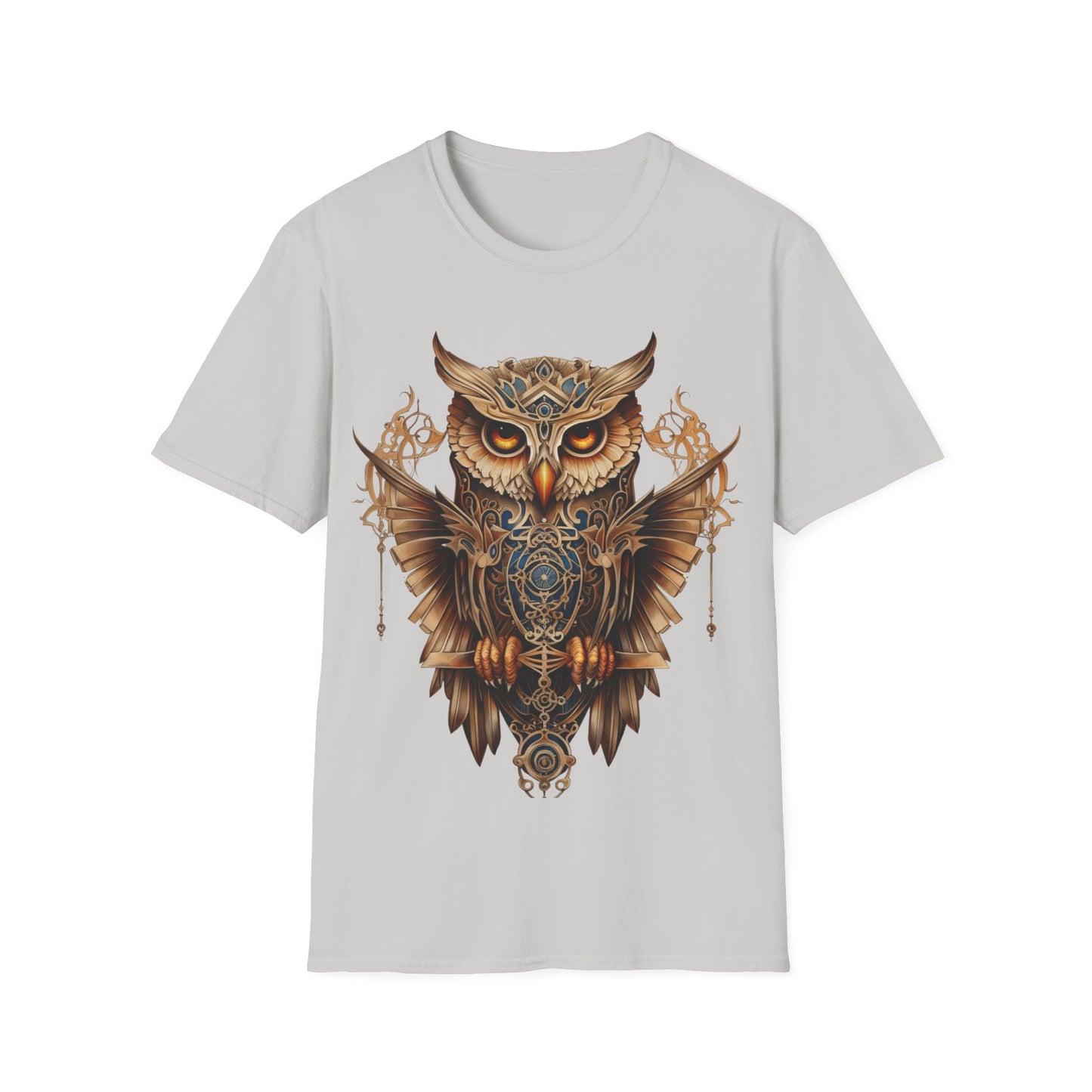 Art Deco Style Owl, Golden Owl Shirt, 1920's Steampunk Owl Christmas Gift Unisex Tee Shirt, T-Shirt Softstyle T-Shirt Tee Teeshirt