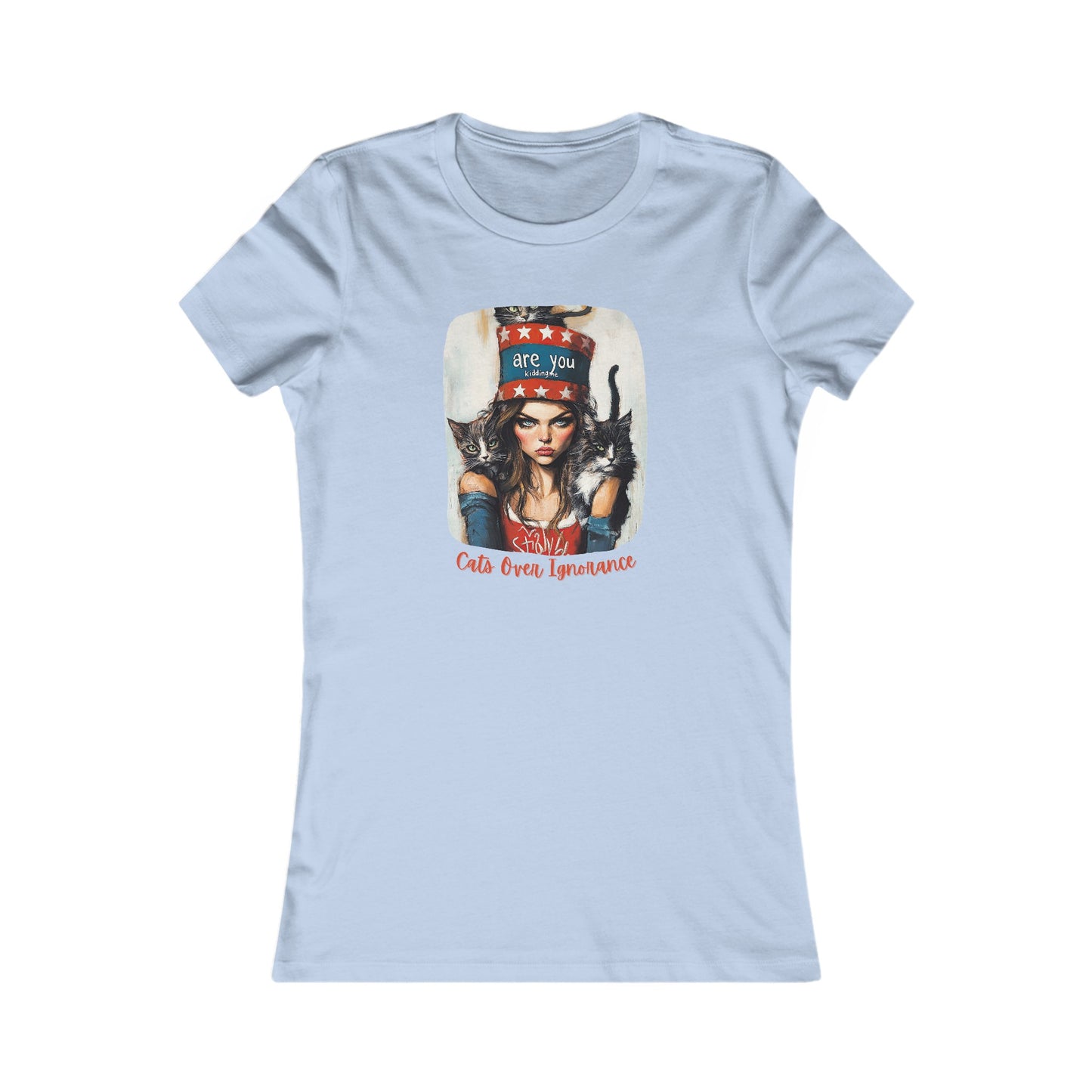 Childless Cat Lady Shirt - "Cats Over Ignorance" - (Version 2) T-shirt, Ladies Cut T's,