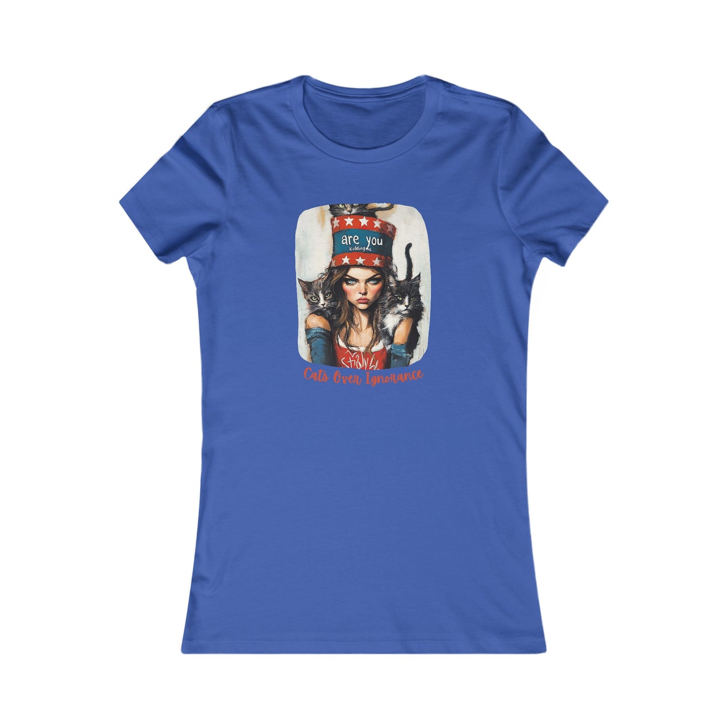Childless Cat Lady Shirt - "Cats Over Ignorance" - (Version 2) T-shirt, Ladies Cut T's,