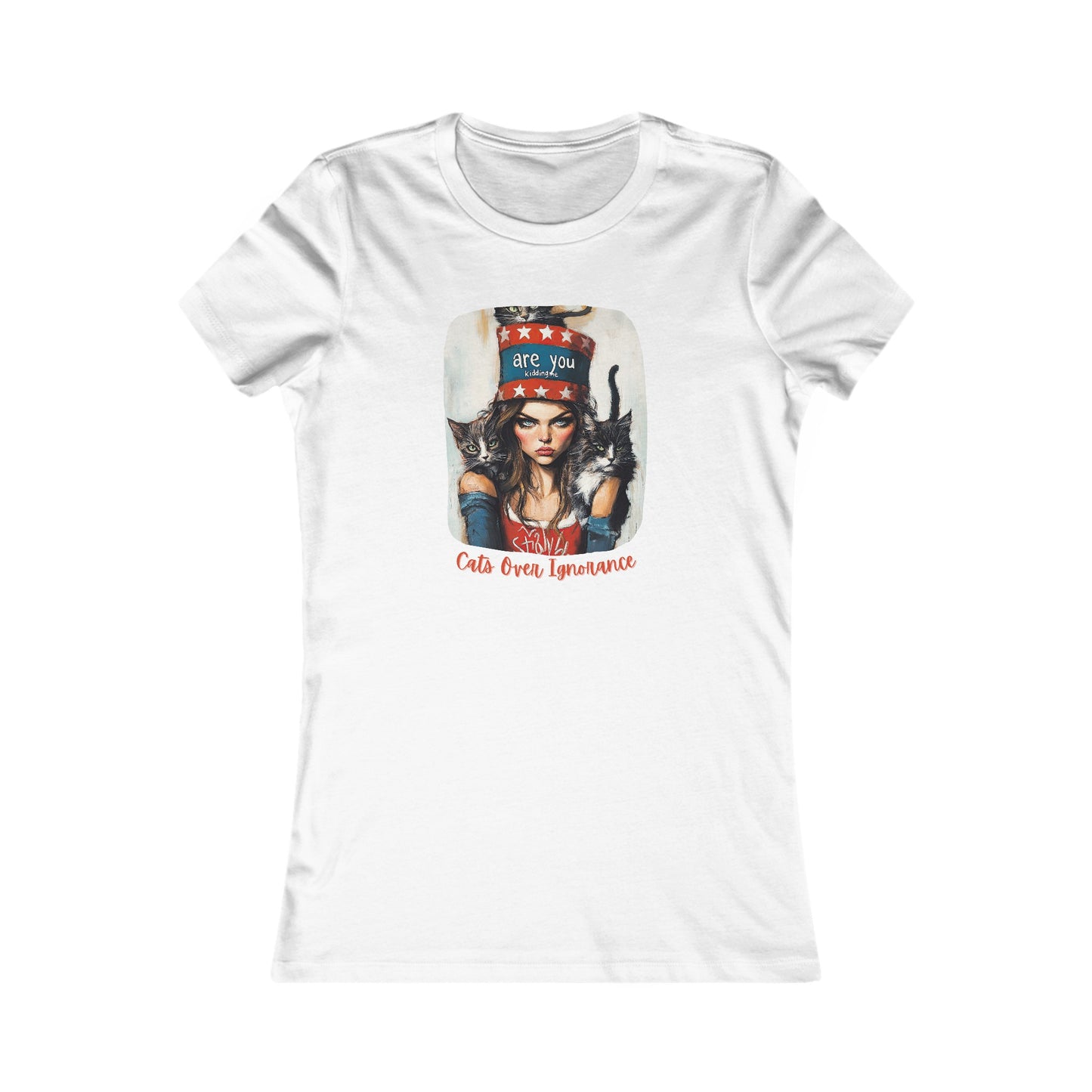 Childless Cat Lady Shirt - "Cats Over Ignorance" - (Version 2) T-shirt, Ladies Cut T's,