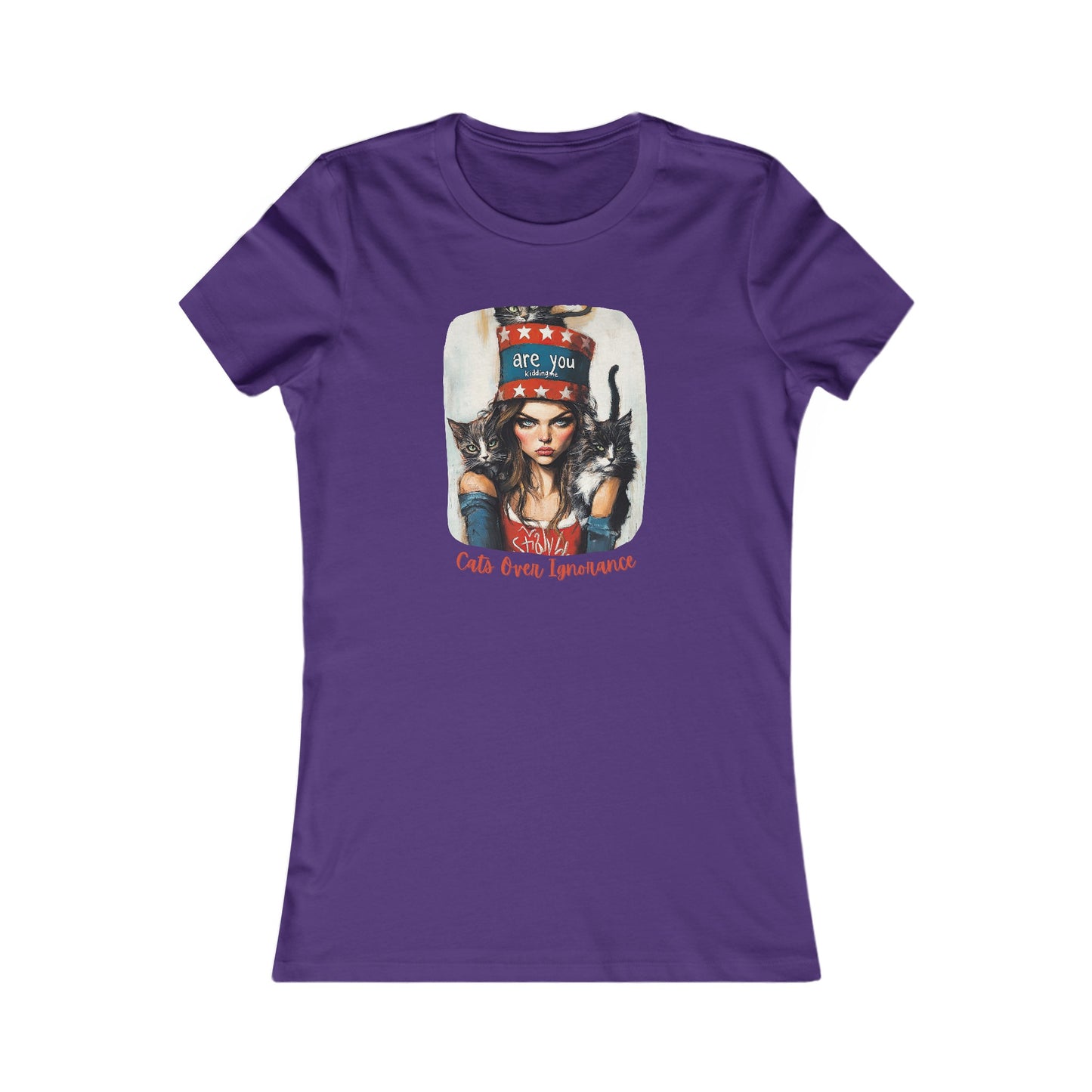 Childless Cat Lady Shirt - "Cats Over Ignorance" - (Version 2) T-shirt, Ladies Cut T's,