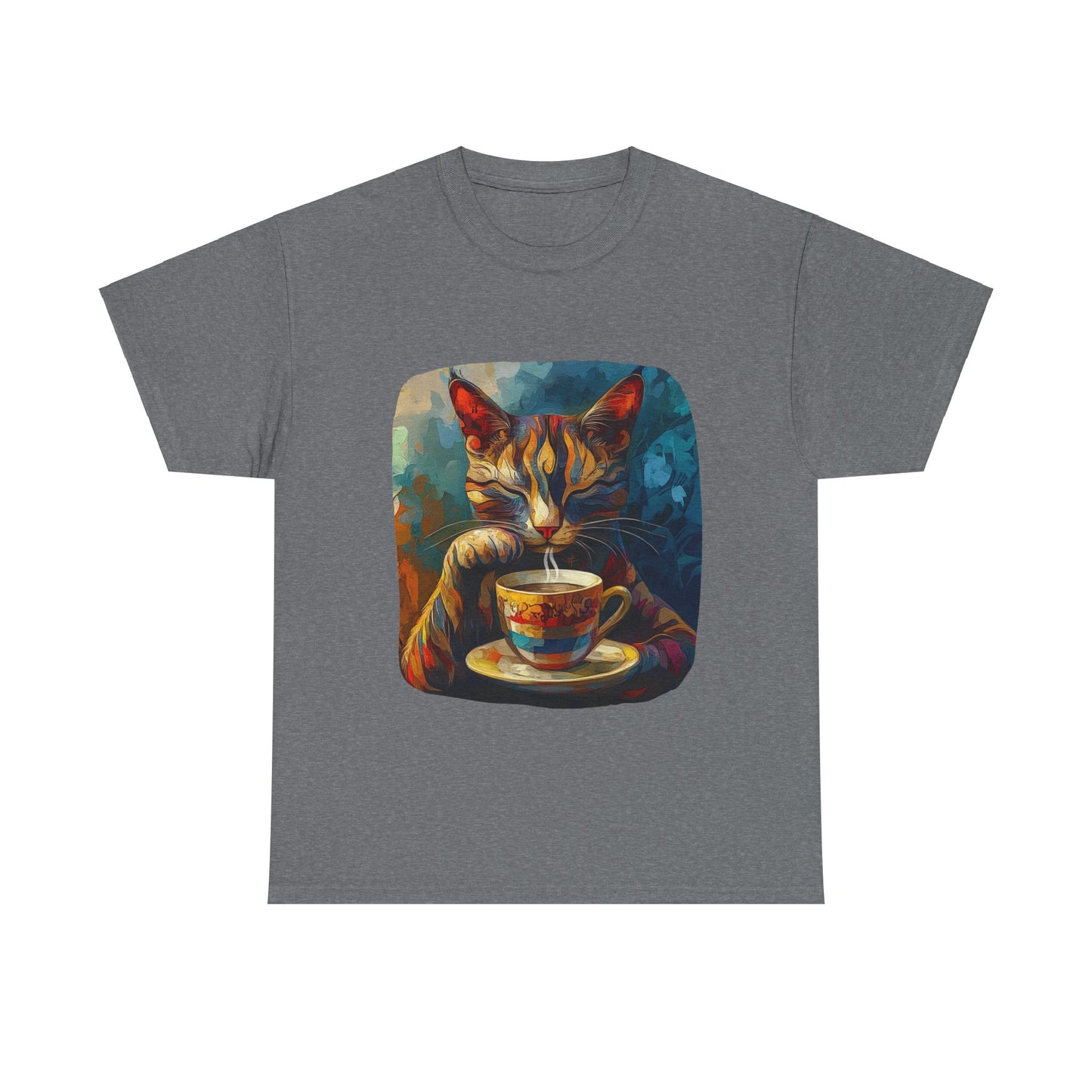 Coffee Cat - Cats and Coffee , Tea Shirt - T-shirt Coffee Lover - Cat Lover Unisex Heavy Cotton Tee T-Shirt