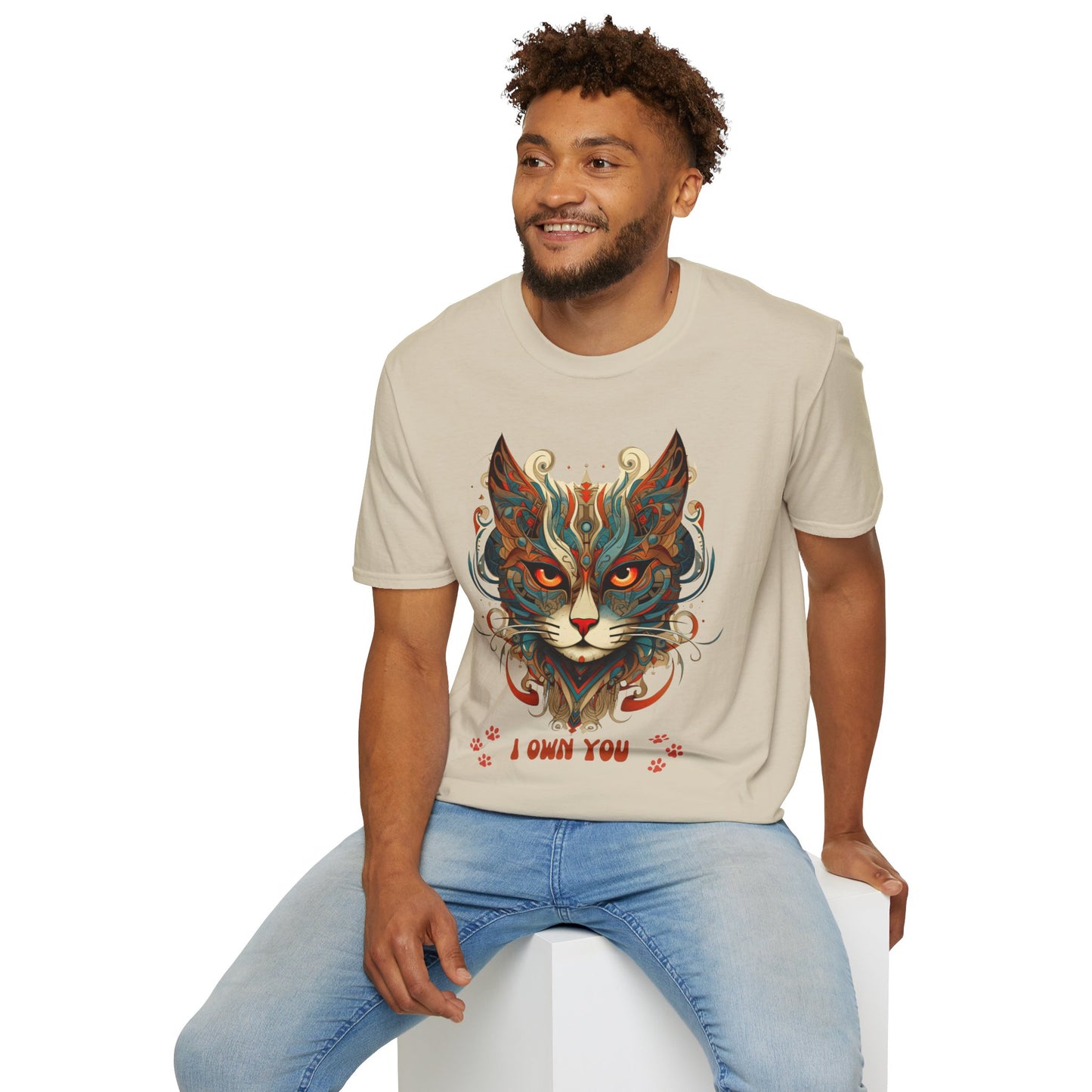 I Own You Cat Paws, Cat Lover's Gift Unisex Tee Shirt, T-Shirt Cat Lovers Gift Softstyle T-Shirt Tee Teeshirt Stylized Exotic Cat