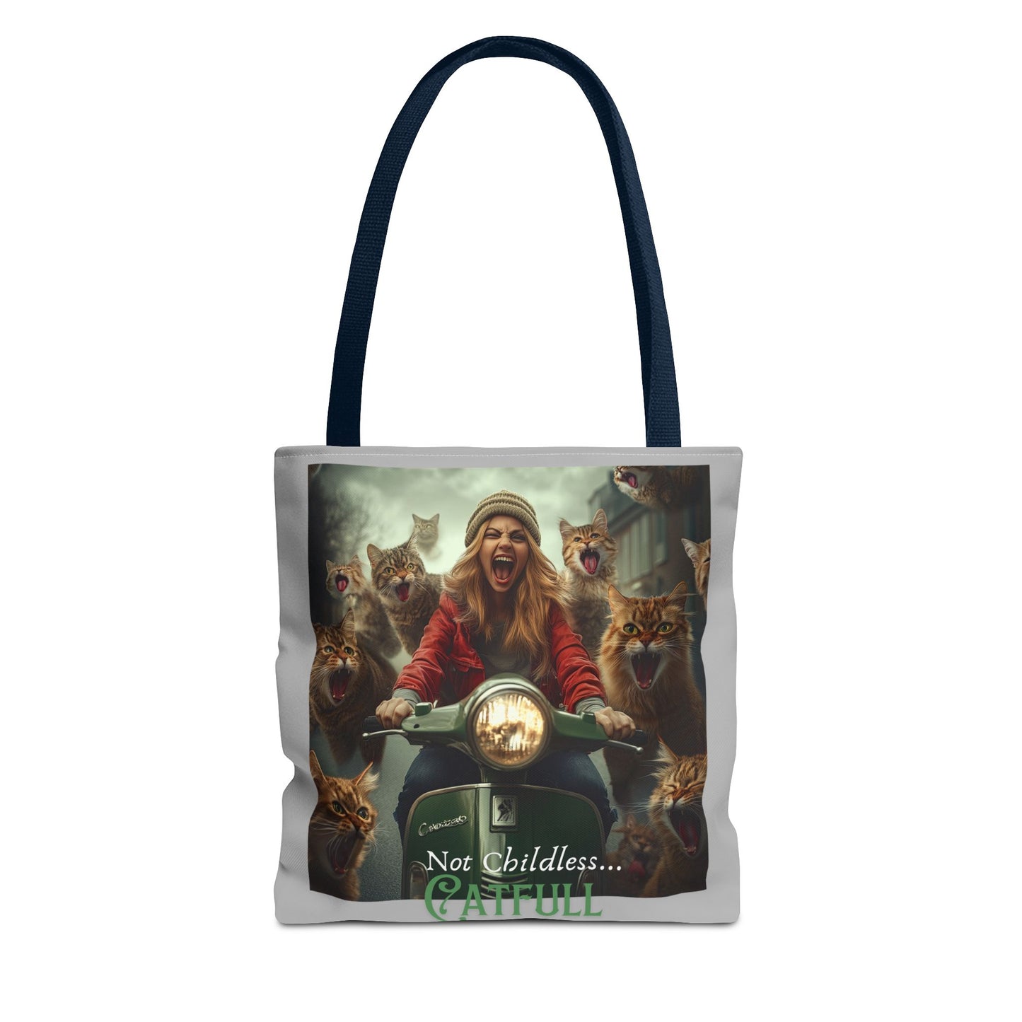 "Not Childless... Catfull" Cat Lady Tote Bag Childless Cat Lady Tote Bag (AOP)