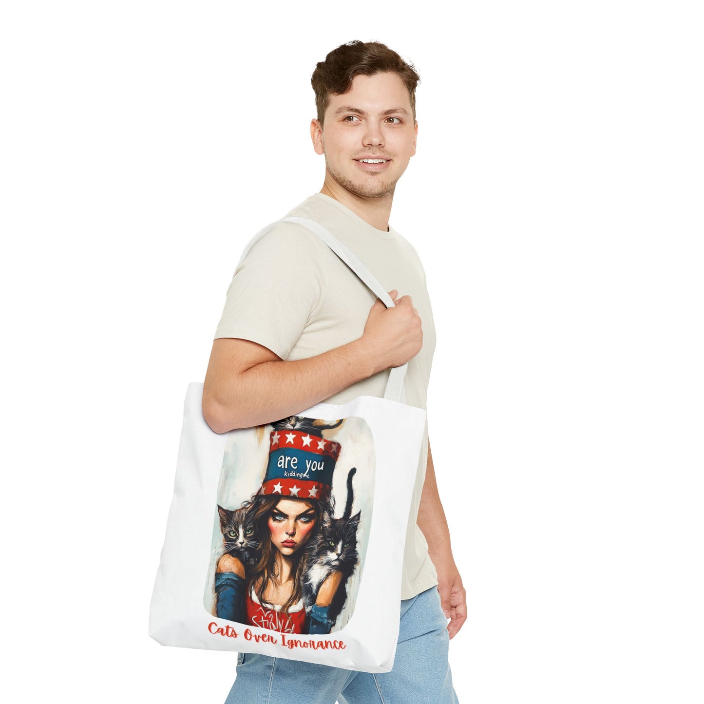 "Cats Over Ignorance" Childless Cat Lady Tote Bag (AOP)