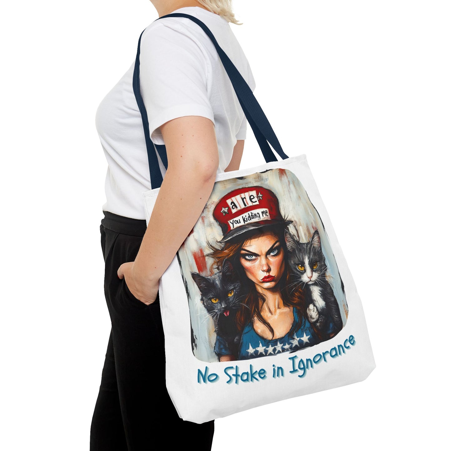 "No Stake In Ignorance" Childless Cat Lady - Childless Cat Lady Tote Bag (AOP)