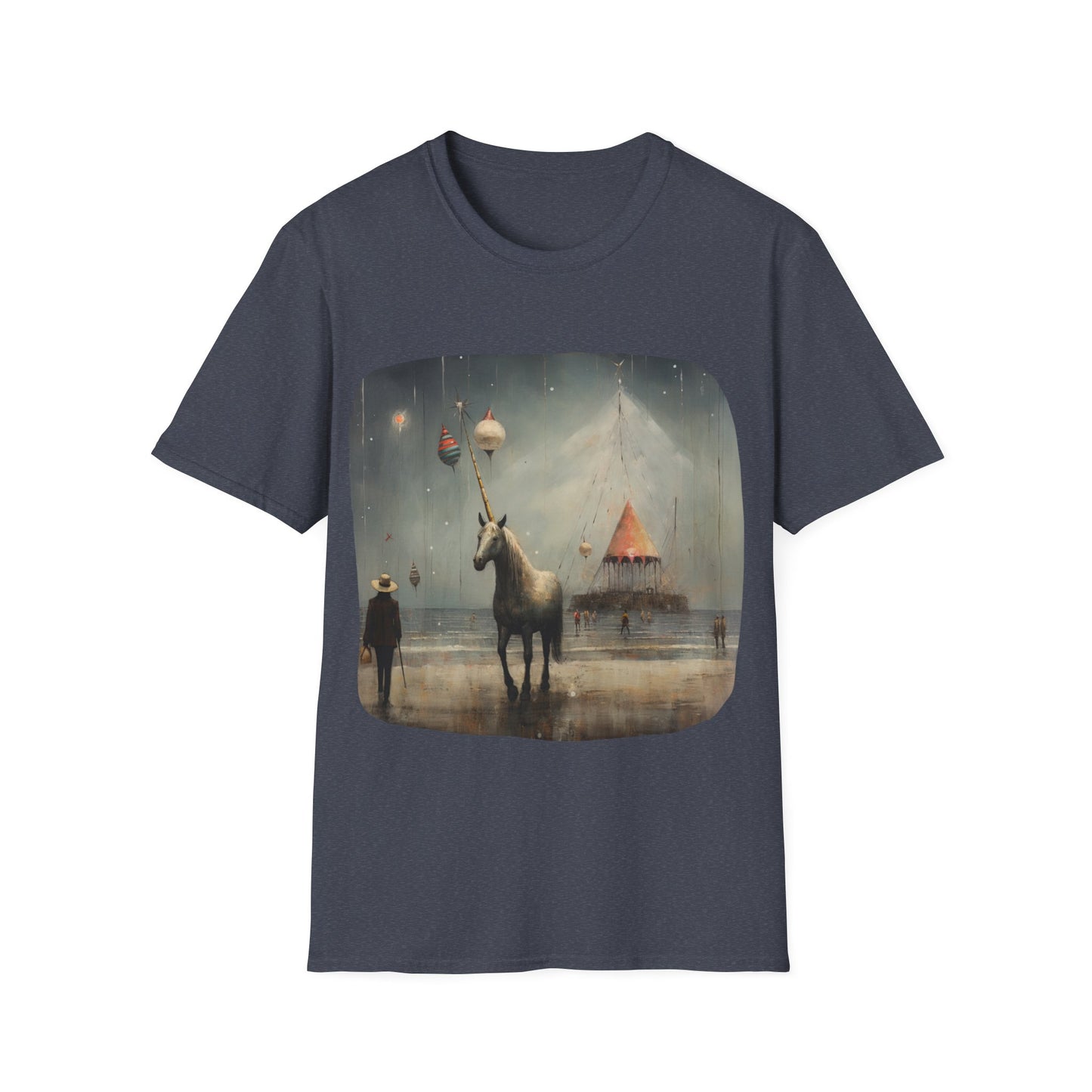 Unicorn with Holiday Ornament, Unicorn Christmas Gift Unisex Tee Shirt, T-Shirt Softstyle T-Shirt