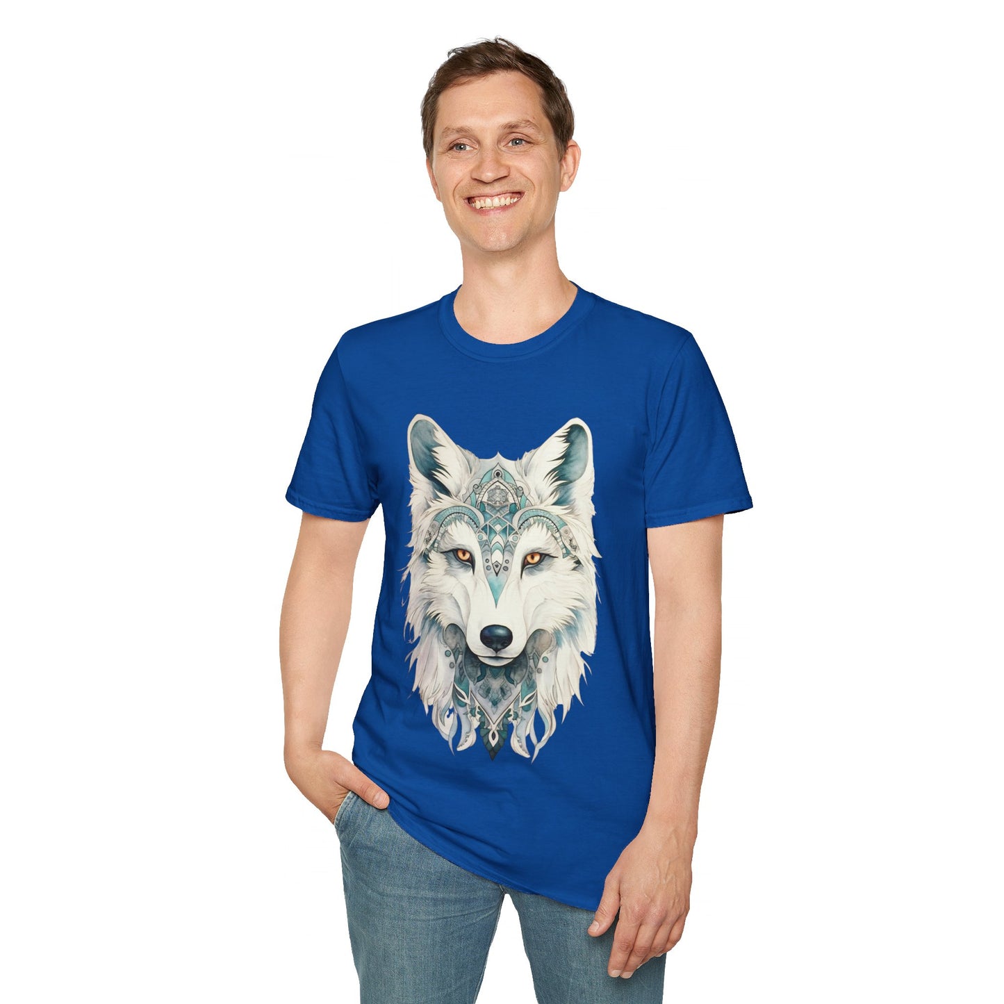 Snow Wolf, White Wolf Shirt, Lone Wolf Gift Unisex Tee Shirt, T-Shirt Wolf Totem Spirit Medicine Softstyle T-Shirt Tee Teeshirt