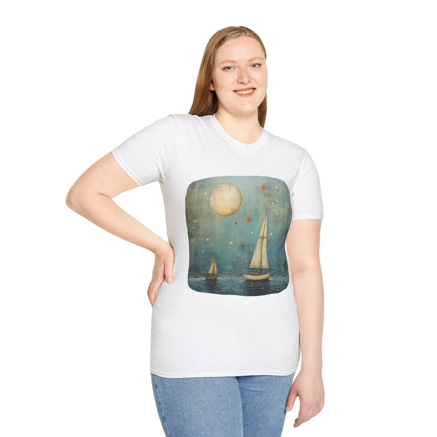 Nautical, Sailing Lover's Peaceful Seas Unisex Tee Shirt, T-Shirt Sailing Gift Softstyle T-Shirt Tee Teeshirt Nautical Florida Gift
