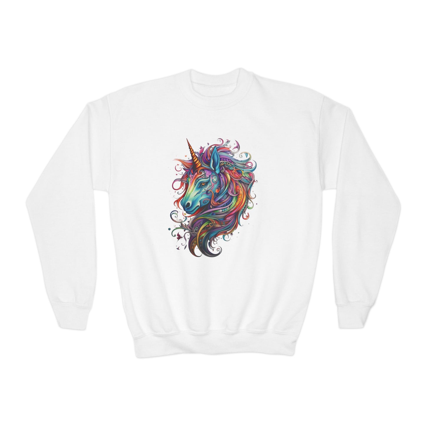 Rainbow Colors Unicorn Gifts, Unicorn Lovers, Kids, Girls, Boys Youth Crewneck Sweatshirt Magic Birthday