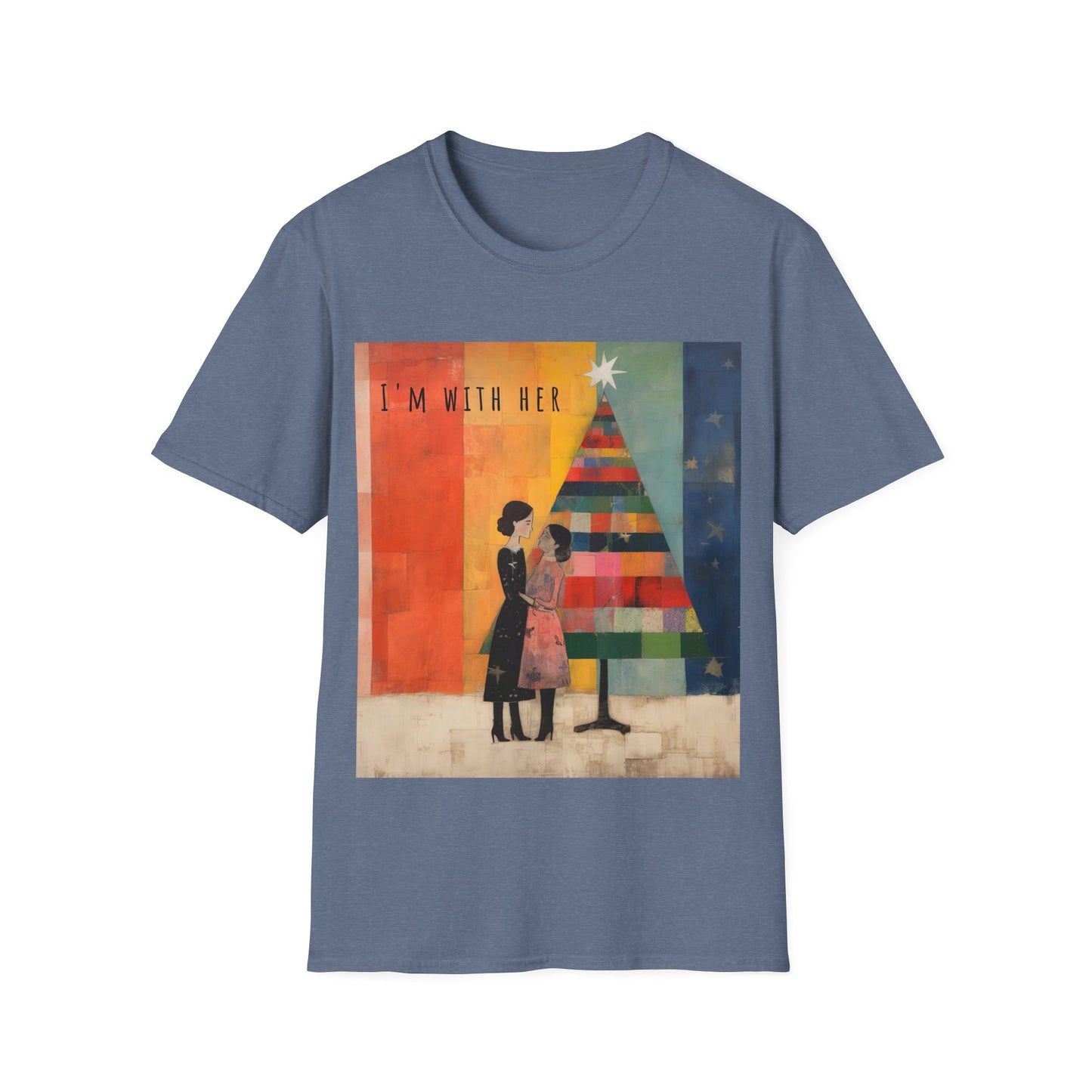 Pride Xmas - "I'm With Her" - Lesbian LGBTQ Christmas Pride Shirt Unisex Softstyle Teeshirt, T-Shirt, Gay Pride Gift, Many Colors