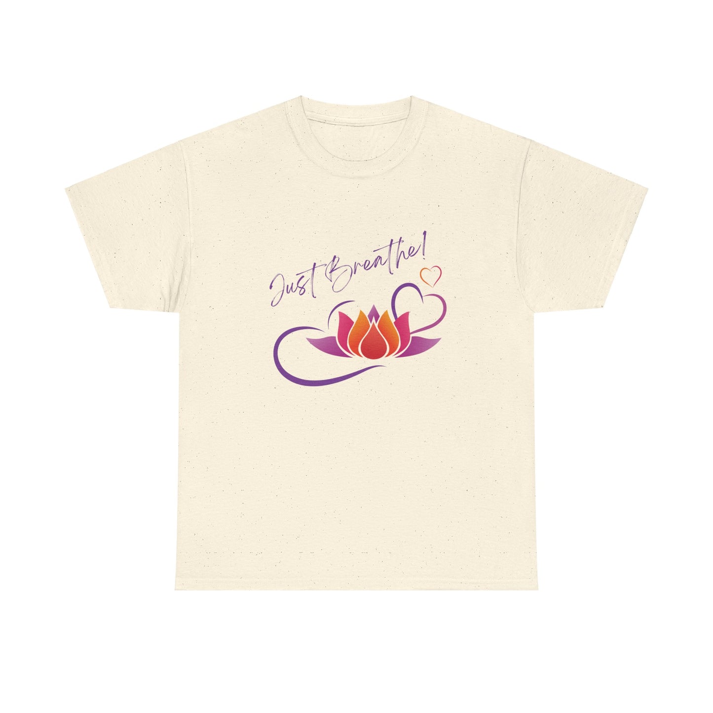 Just Breathe! Lotus Flower Hearts Tee shirt, Graphic Tees, Yoga Wear, Zen, Spiritual, Meditation Gifts Unisex Heavy Cotton Graphic Tee T-Shirt