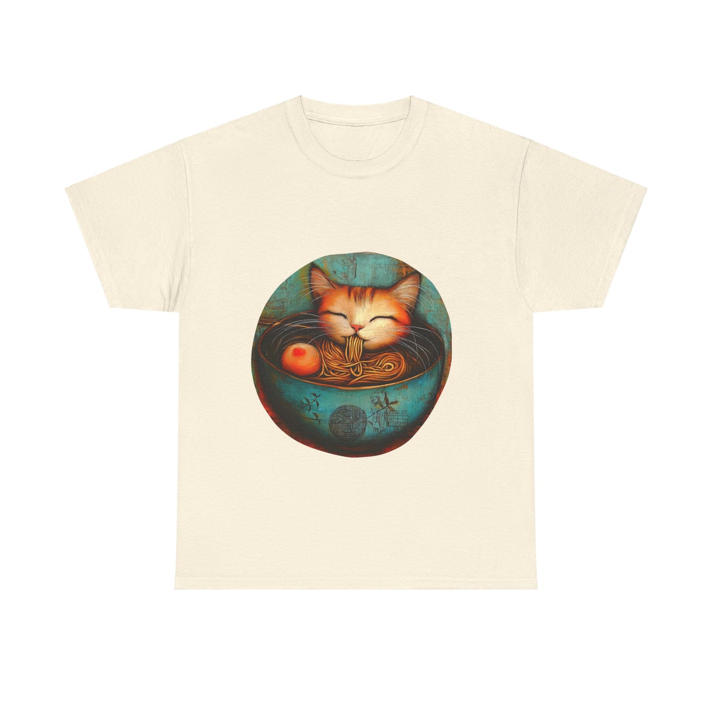 Ramen Cat (Ver 5), Cats and Ramen, Ramen Art Gift - Cute Cats Unisex Heavy Cotton Tee T-Shirt