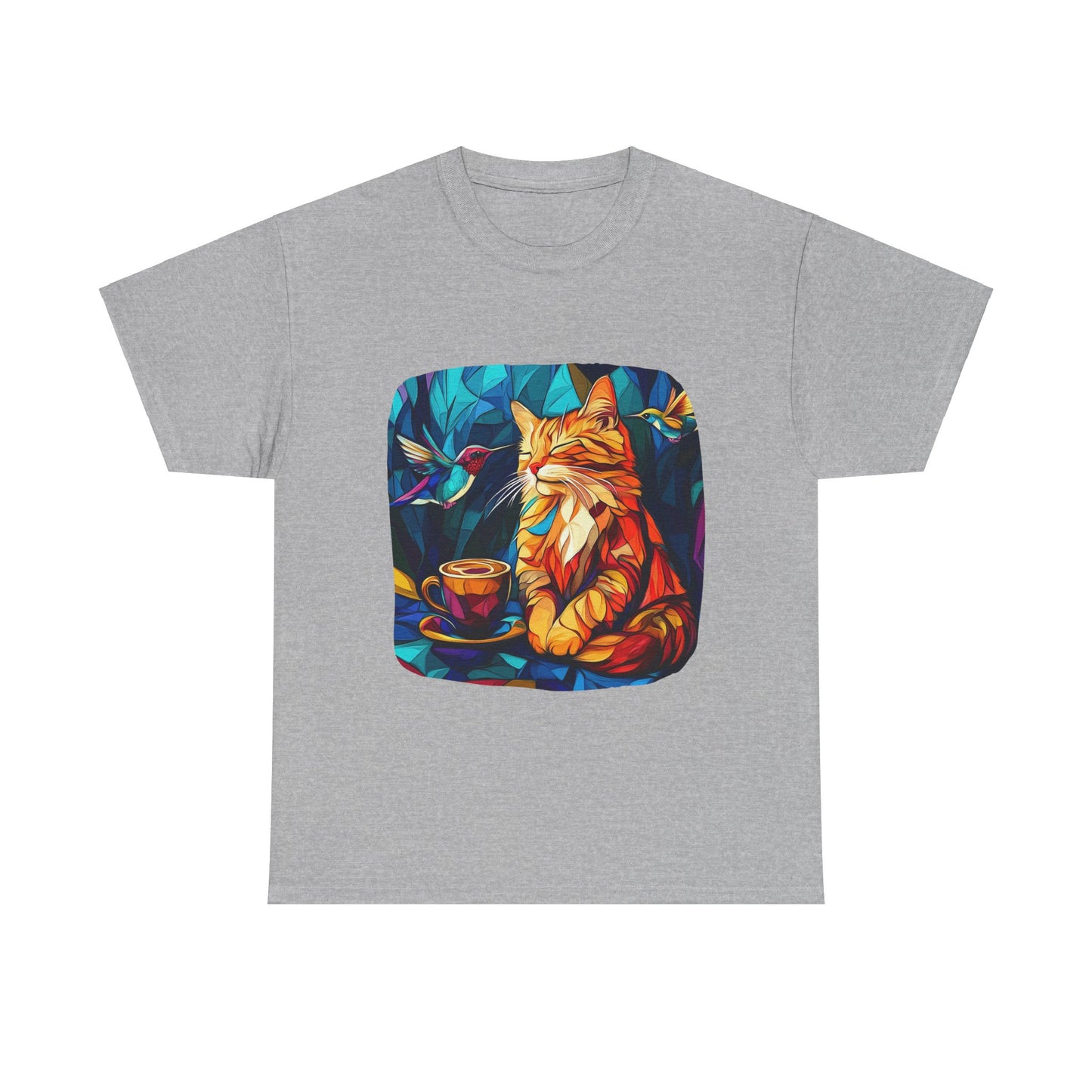 Coffee Cat (V2) - Cats and Coffee , Tea Shirt - T-shirt Coffee Lover - Cat Lover Unisex Heavy Cotton Tee T-Shirt