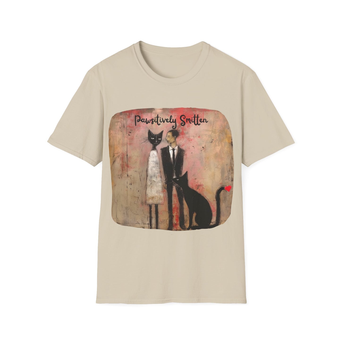 "Pawsitively Smitten" - Love & Valentine's Day Gift for Cat Lovers Mens Woman's Unisex Shirt, Softstyle T-Shirt Tee Teeshirt