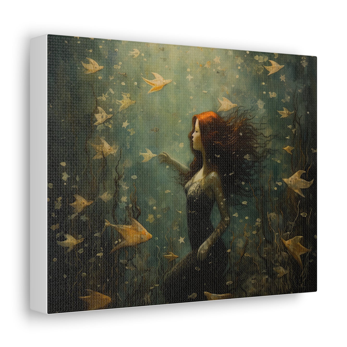 Mermaid Wall Art, Underwater Scene, Mystical Wall Art, Canvas, Kids or Adults Room, Creative Wall Art Painting Pastel