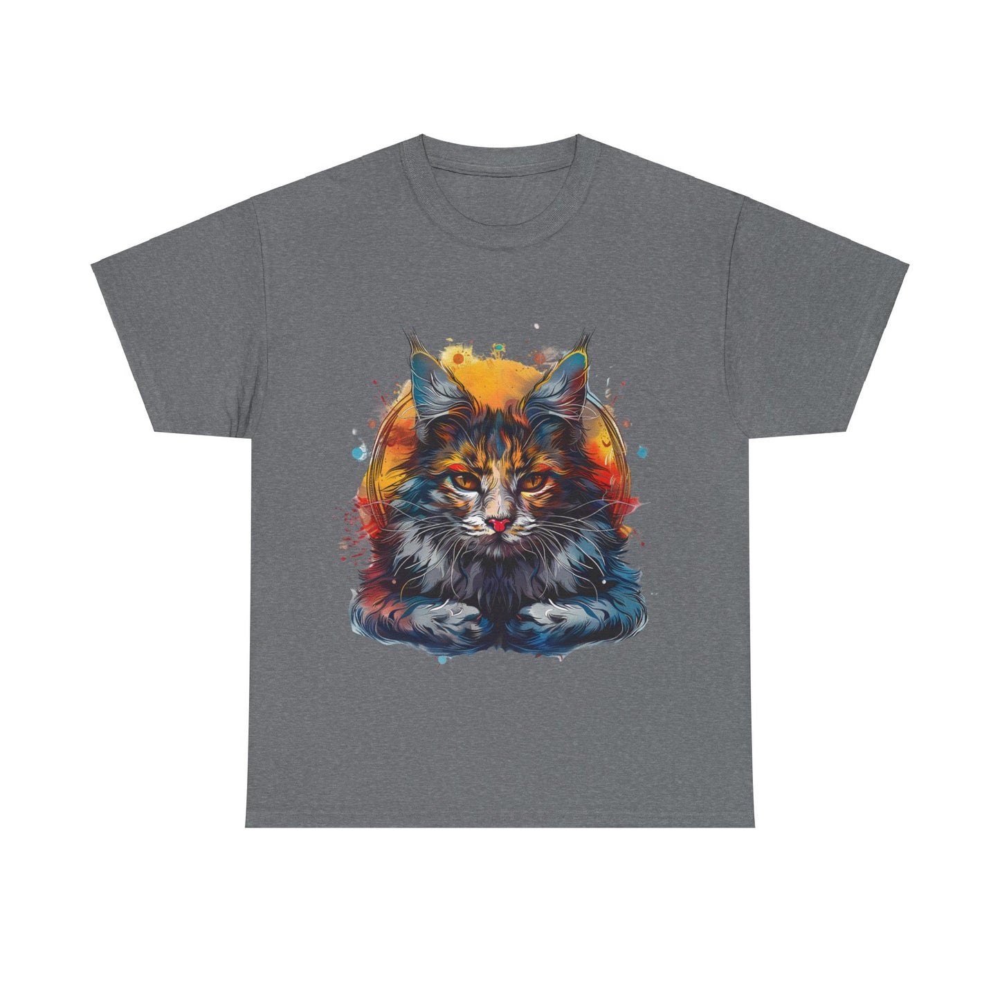Meditating Cat, (V2) Zen Cat, Cat Gift Unisex Heavy Cotton Tee T-Shirt
