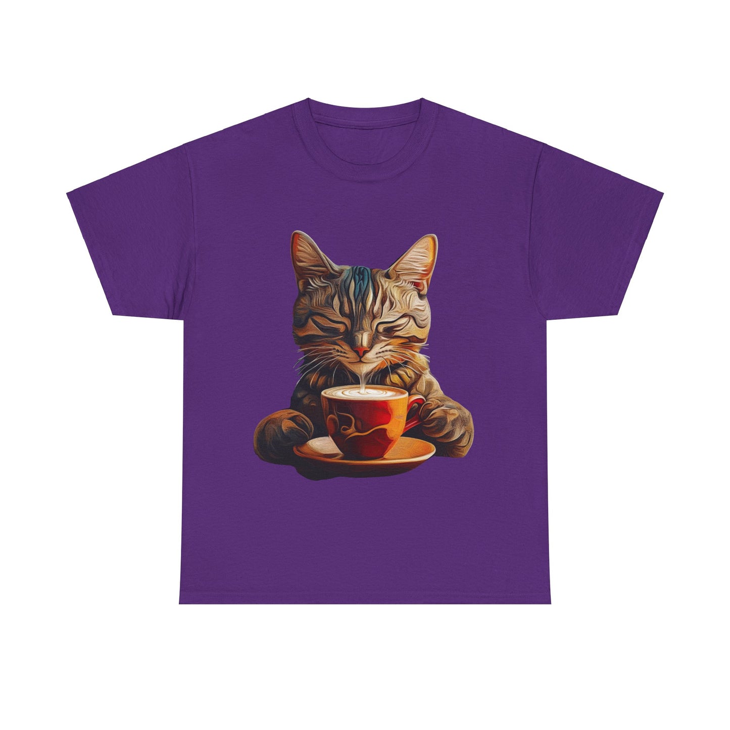 Coffee Cat - (V3) Cats and Coffee , Tea Shirt - T-shirt Coffee Lover - Cat Lover Unisex Heavy Cotton Tee T-Shirt
