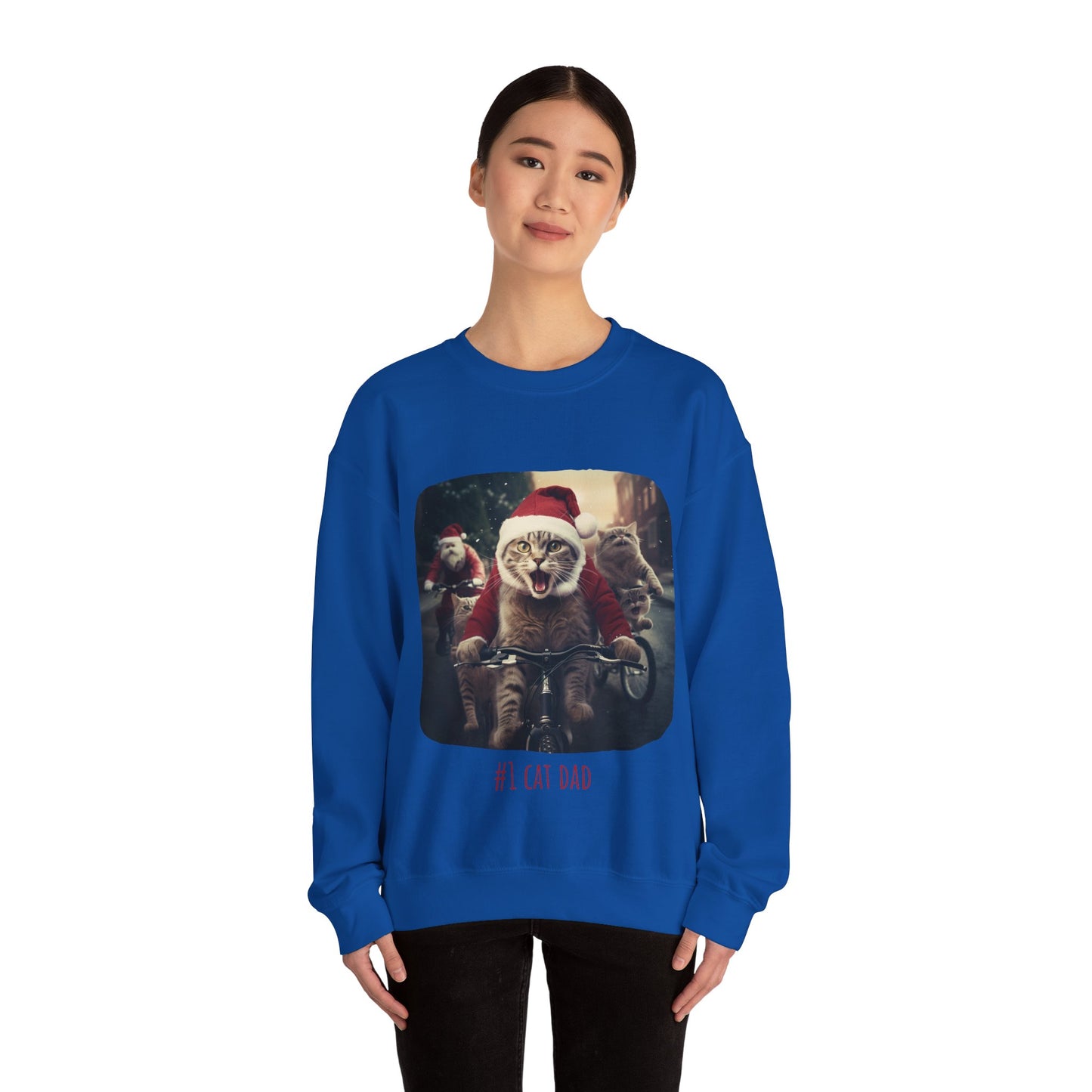 Fun Cat Dad, #1 Christmas Cat, Cat Lovers Gift, Kitty Cat Christmas Shirt Mens Unisex Size Sweatshirt Sweat Shirt, Many Colors