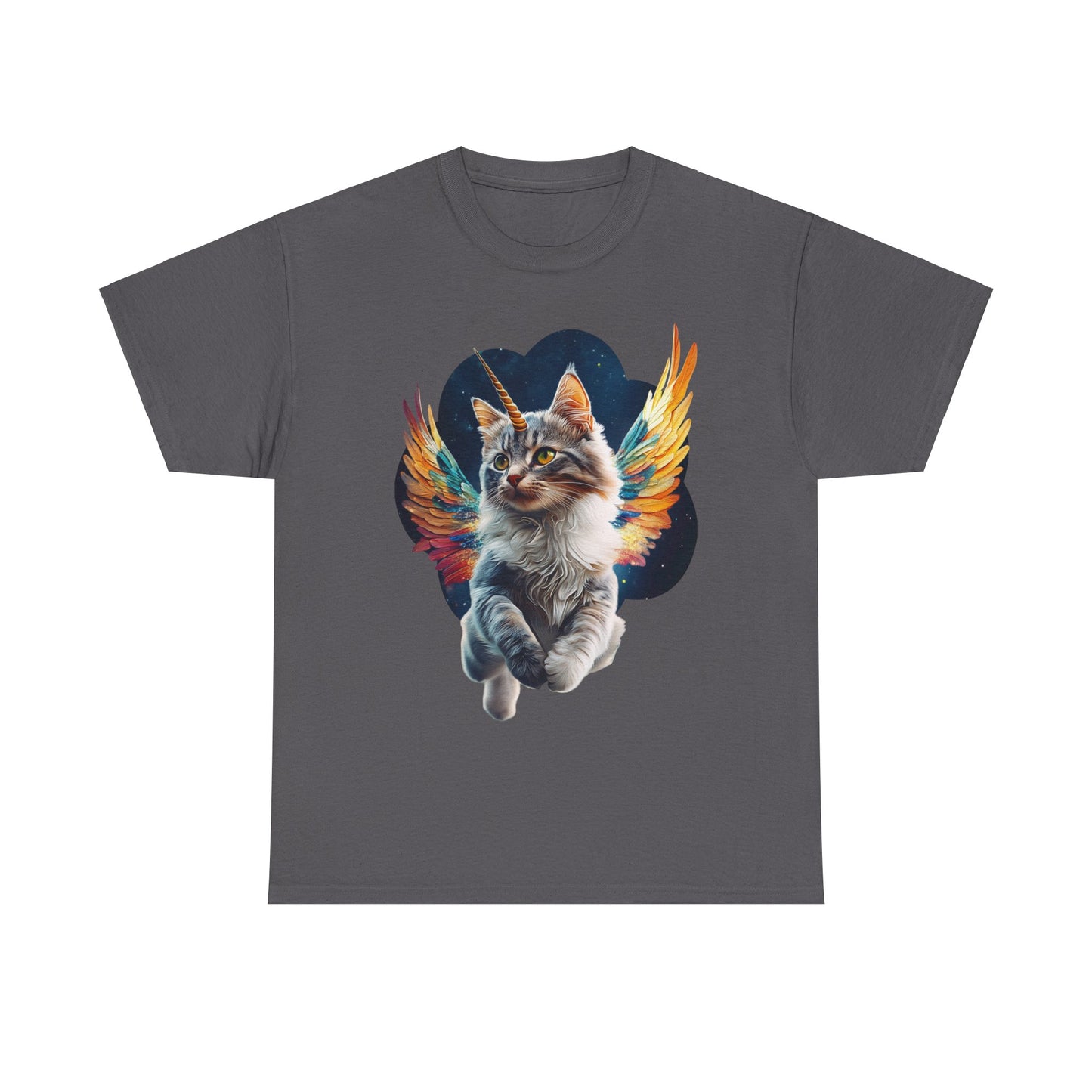 Unicorn Angel Cat, Cat Memorial Unicorn Angel Cat with Angel Wings Graphic Tee- Cat Gift Unisex Heavy Cotton Tee T-Shirt