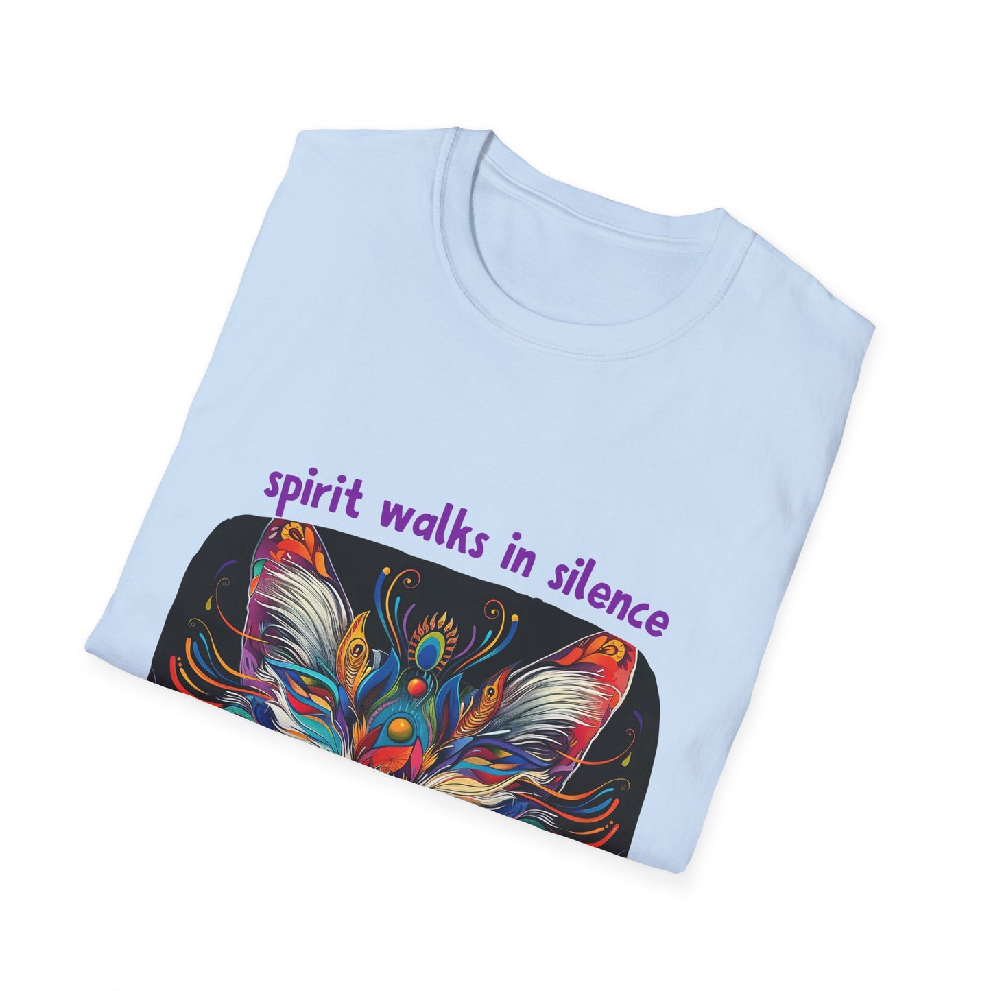 Spirit Walks in Silence, Wind Carries its Song - Shaman Graphic Cat Tee, Cat Lover's Graphic Tee Graphic Unisex T- Shirt, T-Shirt Cat Lovers Gift Softstyle T-Shirt Tee Teeshirt Stylized Cat