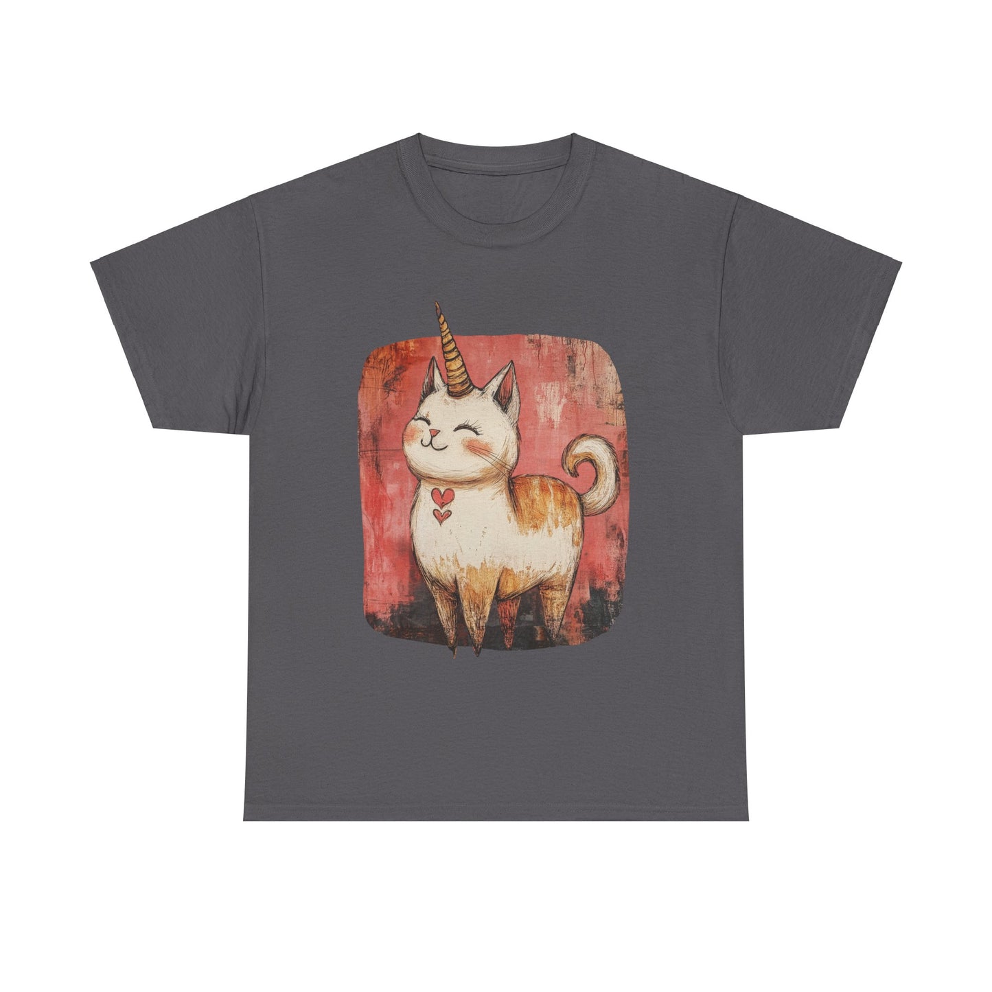 Adorable Kawaii Neko Unicorn Cat Graphic Tee - Cat Unicorn Mythical Creature Gift Unisex Adult Size Heavy Cotton Tee T-Shirt