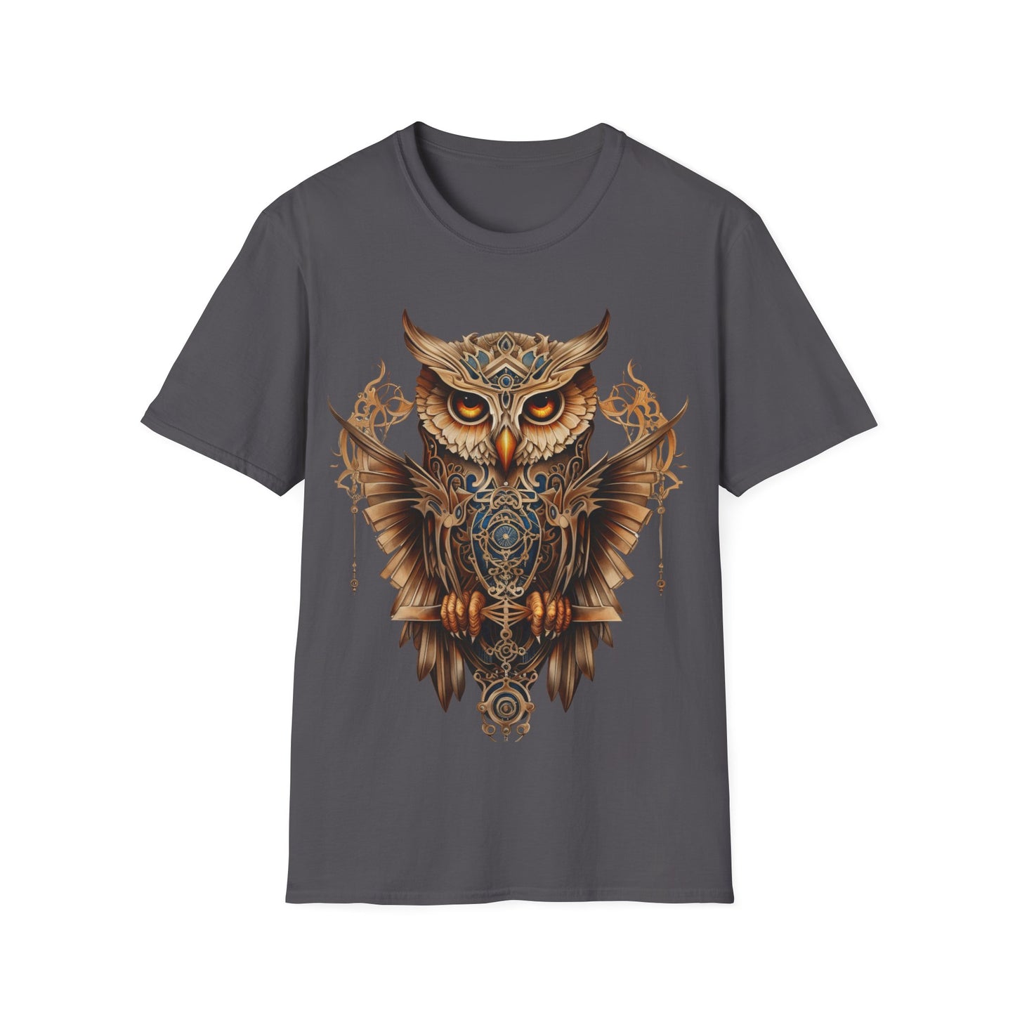 Art Deco Style Owl, Golden Owl Shirt, 1920's Steampunk Owl Christmas Gift Unisex Tee Shirt, T-Shirt Softstyle T-Shirt Tee Teeshirt