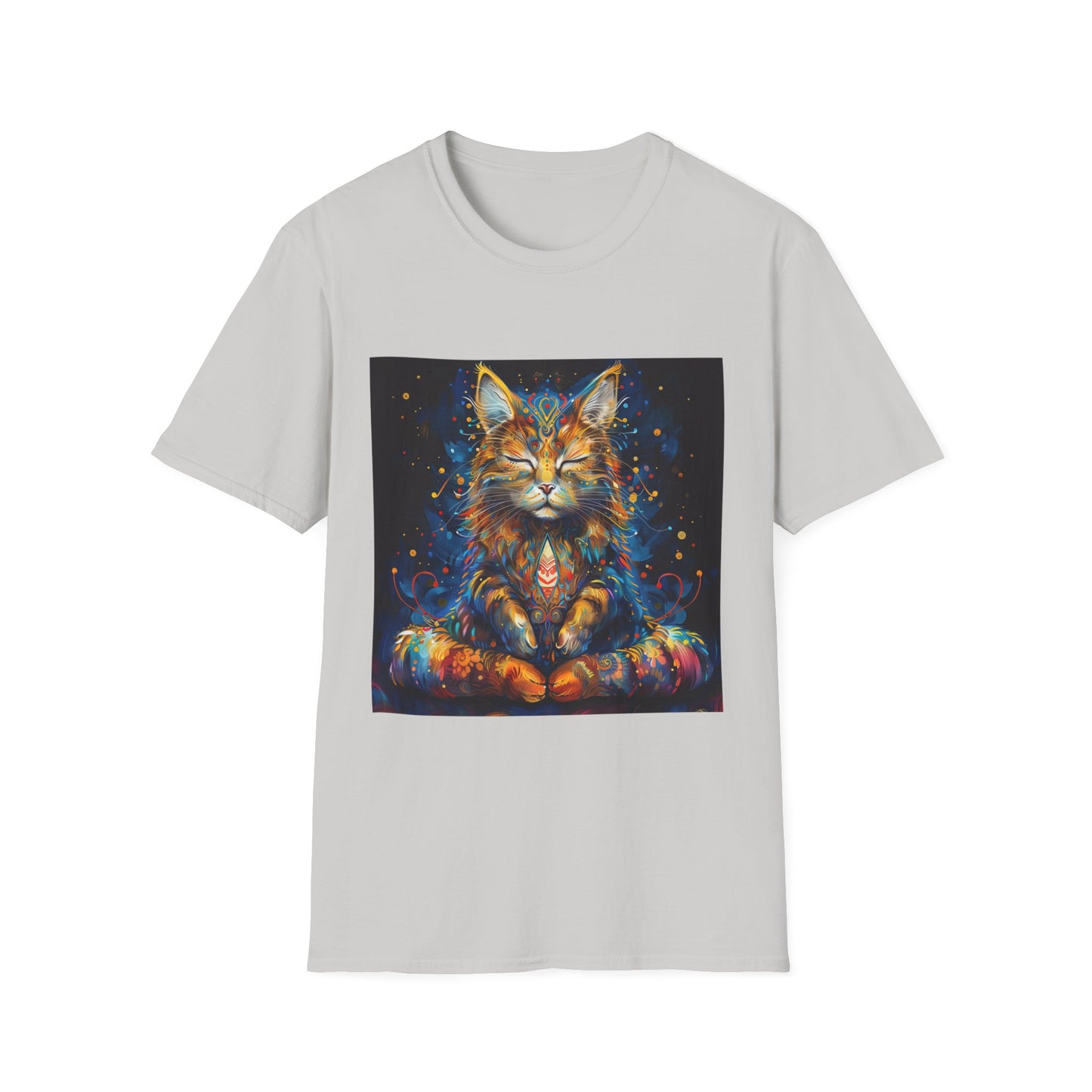 Zen Cat, Chill - Meditating Cat Shirt, Cat Lover's Graphic Tee Graphic Unisex T- Shirt, T-Shirt Cat Lovers Gift Softstyle T-Shirt Tee Teeshirt Stylized Cat