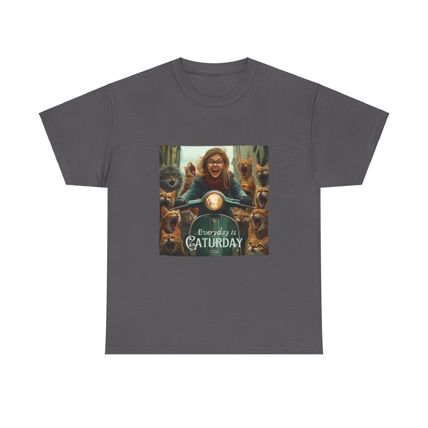 Childless Cat Lady Shirt - "Every Day is Caturday" - , Say NO to Ignorance -Unisex Heavy Cotton Tee