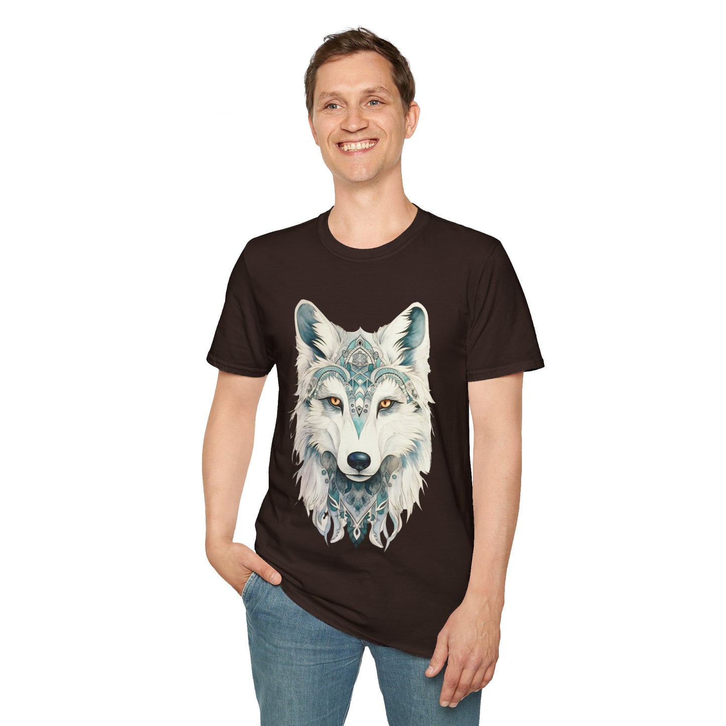 Snow Wolf, White Wolf Shirt, Lone Wolf Gift Unisex Tee Shirt, T-Shirt Wolf Totem Spirit Medicine Softstyle T-Shirt Tee Teeshirt