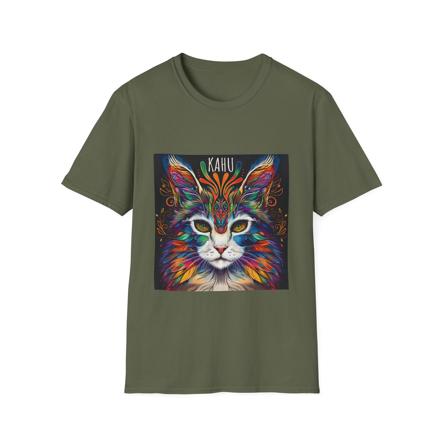 KAHU Cat Shirt, Cat Lover's Graphic Tee Graphic Unisex T- Shirt, T-Shirt Cat Lovers Gift Softstyle T-Shirt Tee Teeshirt Stylized Cat