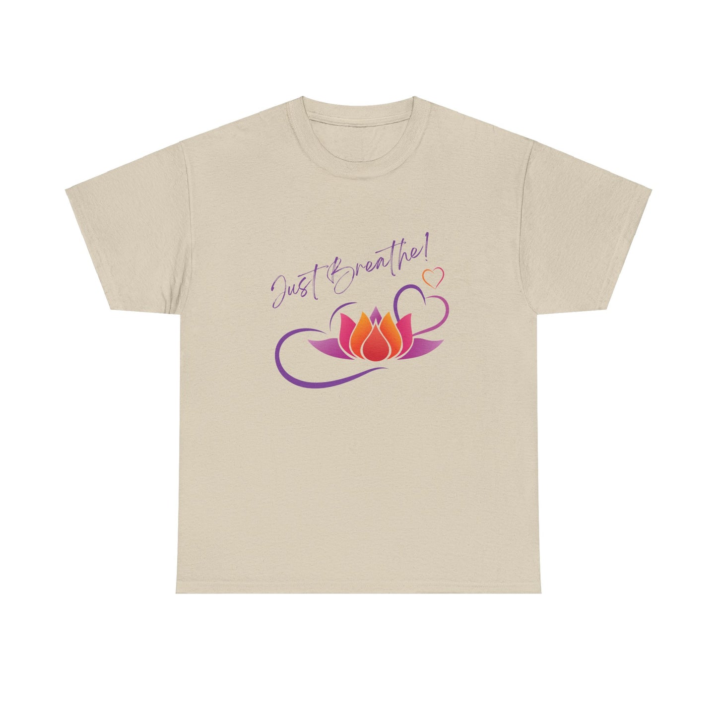Just Breathe! Lotus Flower Hearts Tee shirt, Graphic Tees, Yoga Wear, Zen, Spiritual, Meditation Gifts Unisex Heavy Cotton Graphic Tee T-Shirt