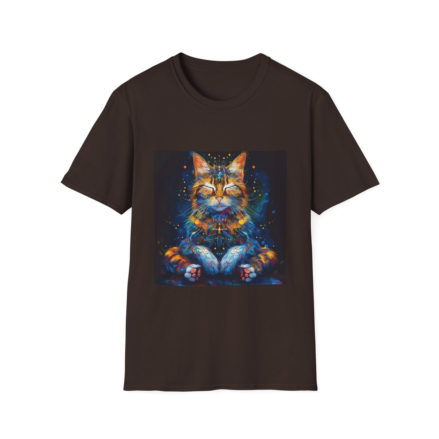 Meditating Cat Graphic Yoga Shirt, Cat Lover's Graphic Tee Graphic Unisex T- Shirt, T-Shirt Cat Lovers Gift Softstyle T-Shirt Tee Teeshirt Stylized Cat