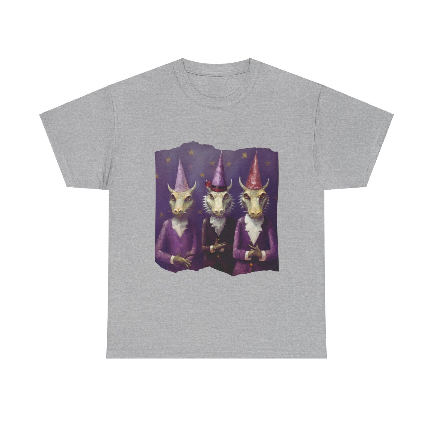 Dragon Elves Graphic Tee - Dragon in Santa Hat T-shirt - Dragon Lovers Unisex Heavy Cotton Tee T-Shirt