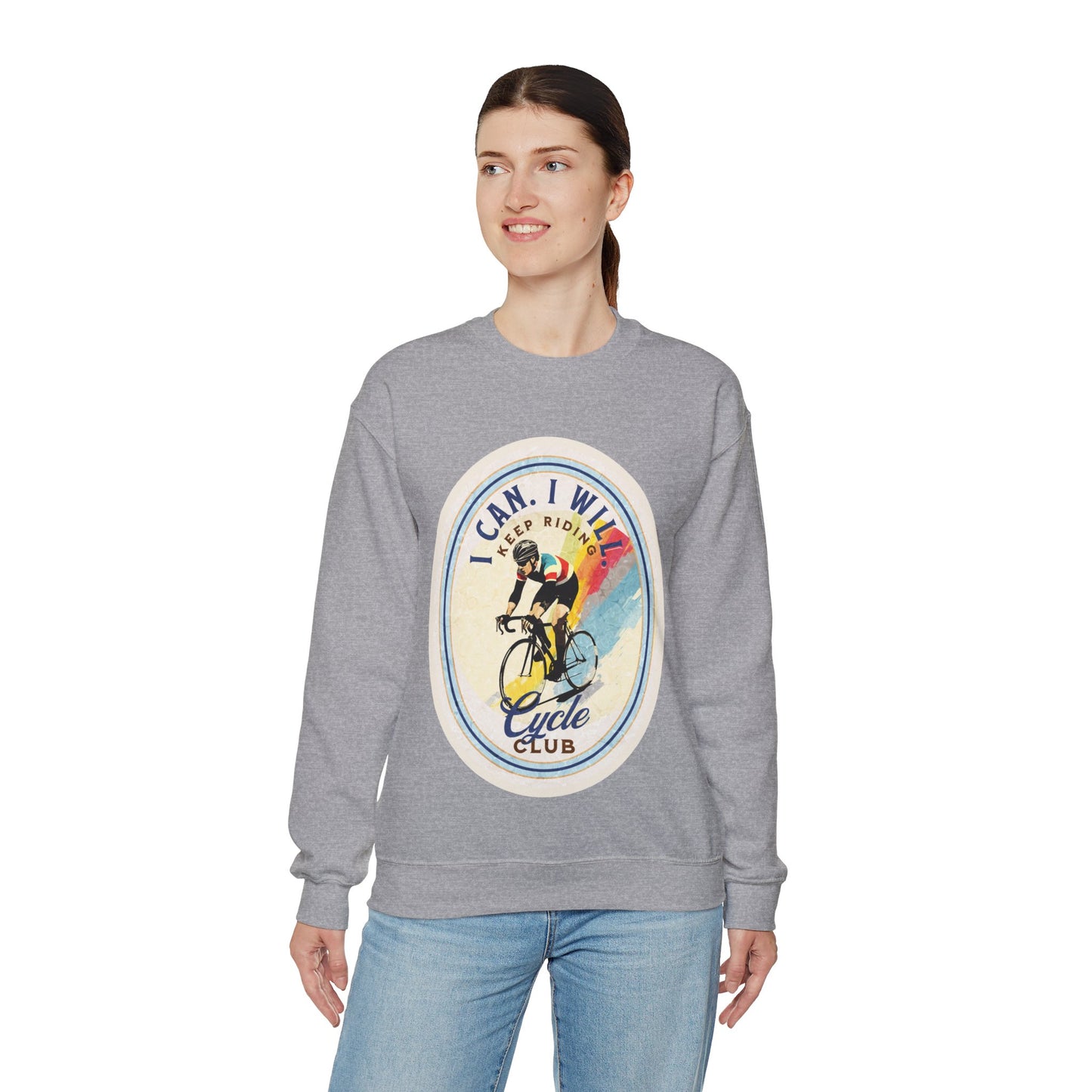 Cycle Club. I Can I Will Bicycle Gift Cycling Lovers Gift - Inspirational Unisex Long Sleeve Jersey Cotton Shirt Mens Women's Sweatshirt Sweat Shirt