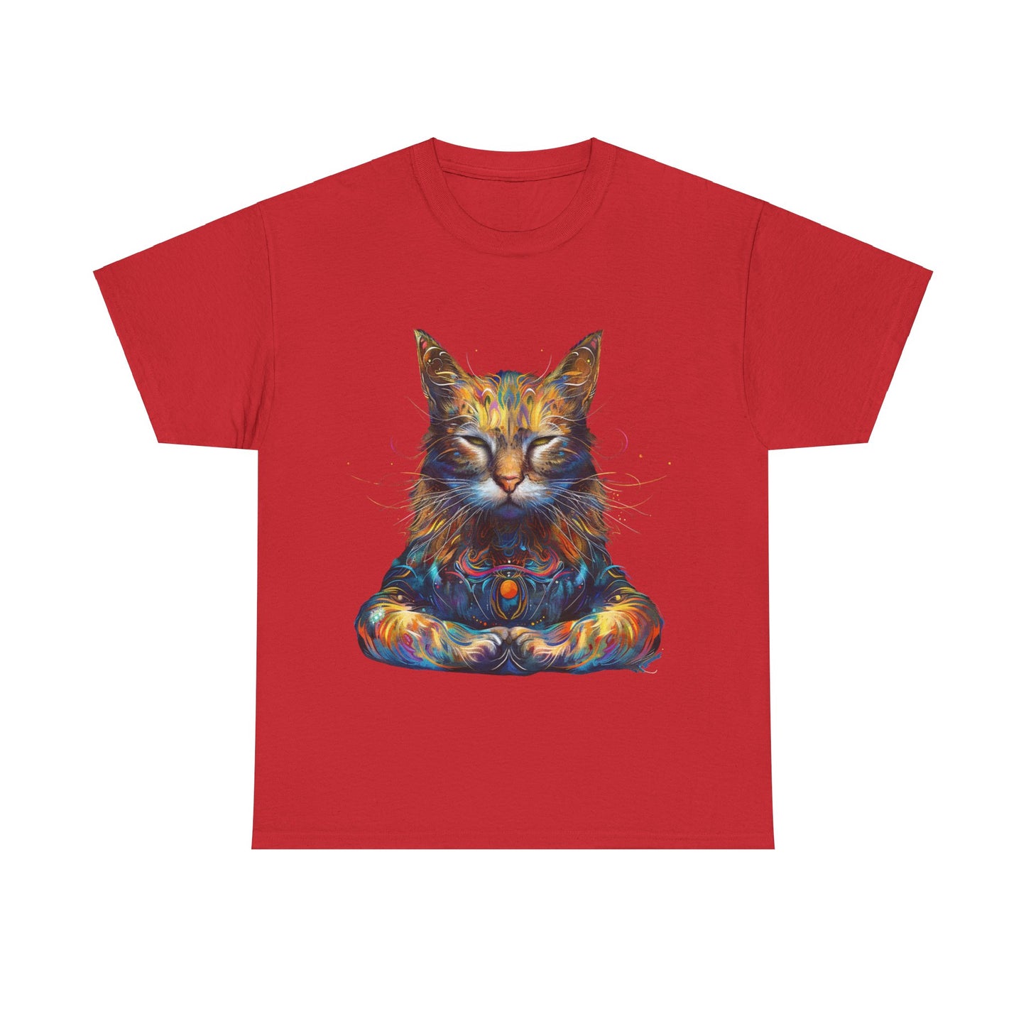 Meditating Cat, (V5) Zen Cat, Cat Gift Unisex Heavy Cotton Tee T-Shirt