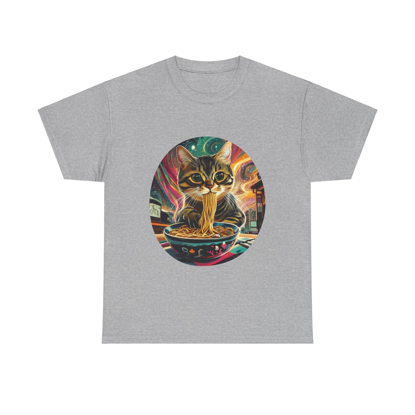Ramen Cat (Ver 6), Cats and Ramen, Ramen Art Gift - Cute Cats Unisex Heavy Cotton Tee T-Shirt