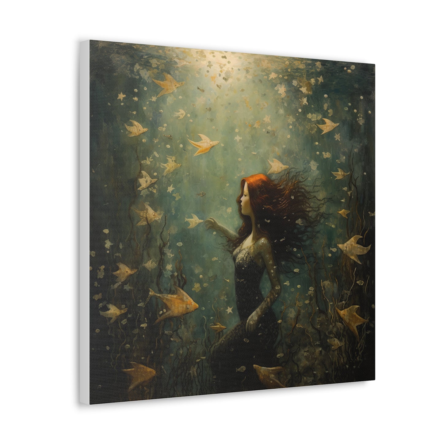 Mermaid Wall Art, Underwater Scene, Mystical Wall Art, Canvas, Kids or Adults Room, Creative Wall Art Painting Pastel