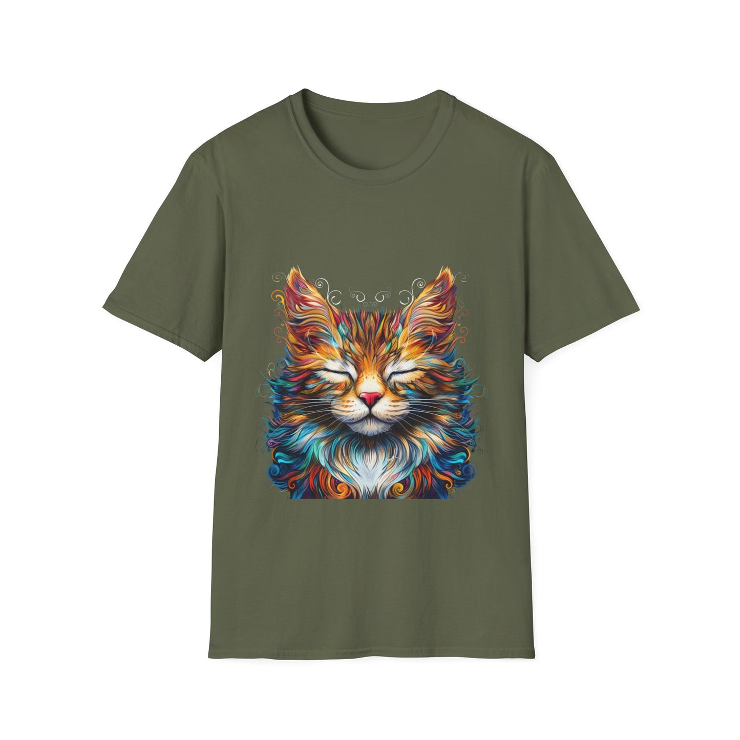 Chill Vibe Meditating Cat Shirt, Cat Lover's Graphic Tee Graphic Unisex T- Shirt, T-Shirt Cat Lovers Gift Softstyle T-Shirt Tee Teeshirt Stylized Cat