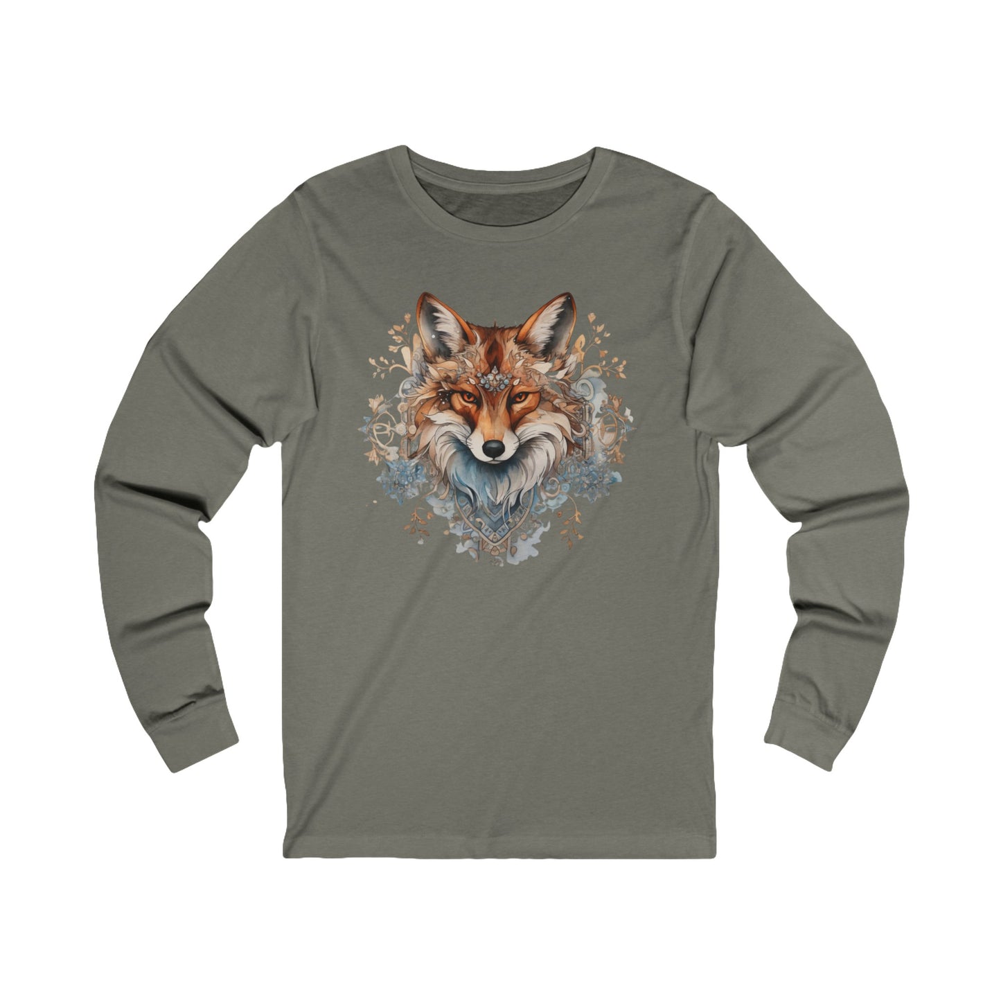 Red Fox Winter Fox, Long Sleeve Holiday Shirt Fox Christmas Gift Unisex Jersey Long Sleeve Tee Shirt, T-Shirt,