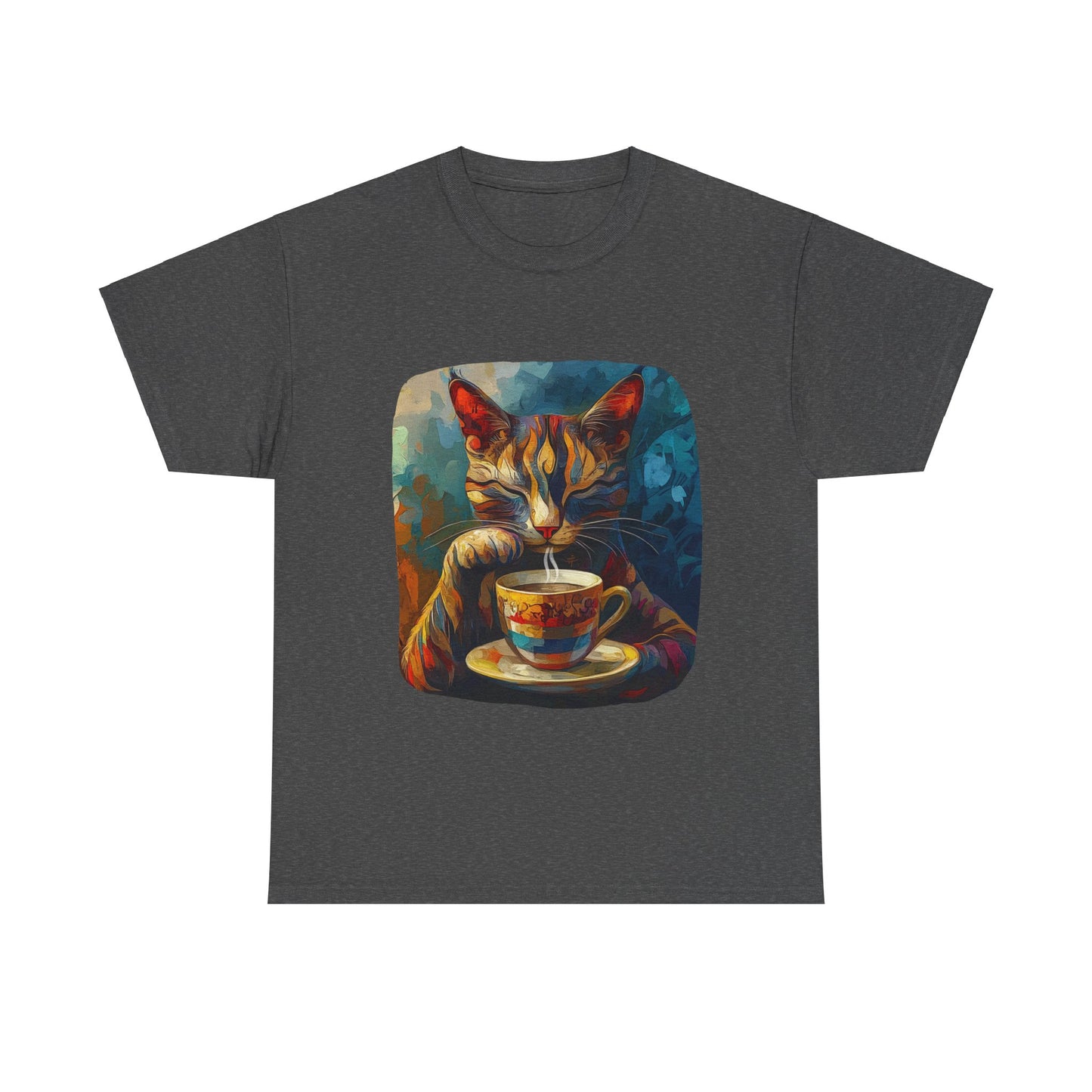 Coffee Cat - Cats and Coffee , Tea Shirt - T-shirt Coffee Lover - Cat Lover Unisex Heavy Cotton Tee T-Shirt