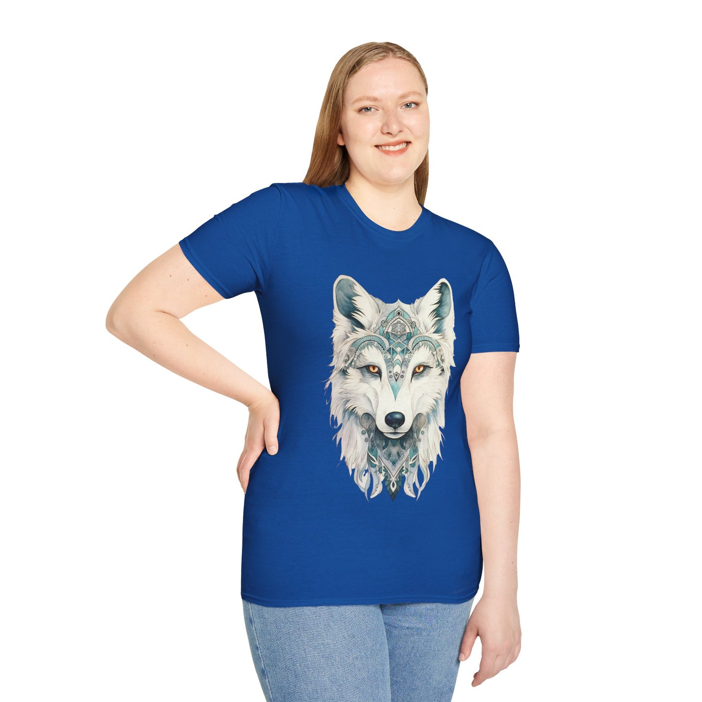 Snow Wolf, White Wolf Shirt, Lone Wolf Gift Unisex Tee Shirt, T-Shirt Wolf Totem Spirit Medicine Softstyle T-Shirt Tee Teeshirt