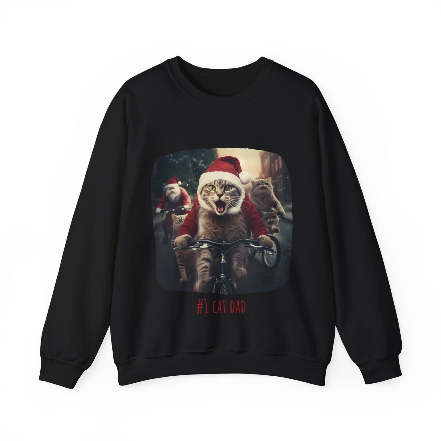 Fun Cat Dad, #1 Christmas Cat, Cat Lovers Gift, Kitty Cat Christmas Shirt Mens Unisex Size Sweatshirt Sweat Shirt, Many Colors