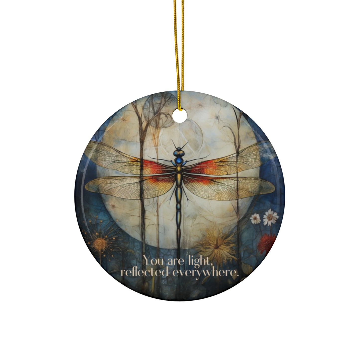Dragonfly, Spiritual Christmas Tree Ceramic Ornament Gift, Light, Hope, Dragonfly Christmas Gift, Ethereal Consciousness Reiki Light